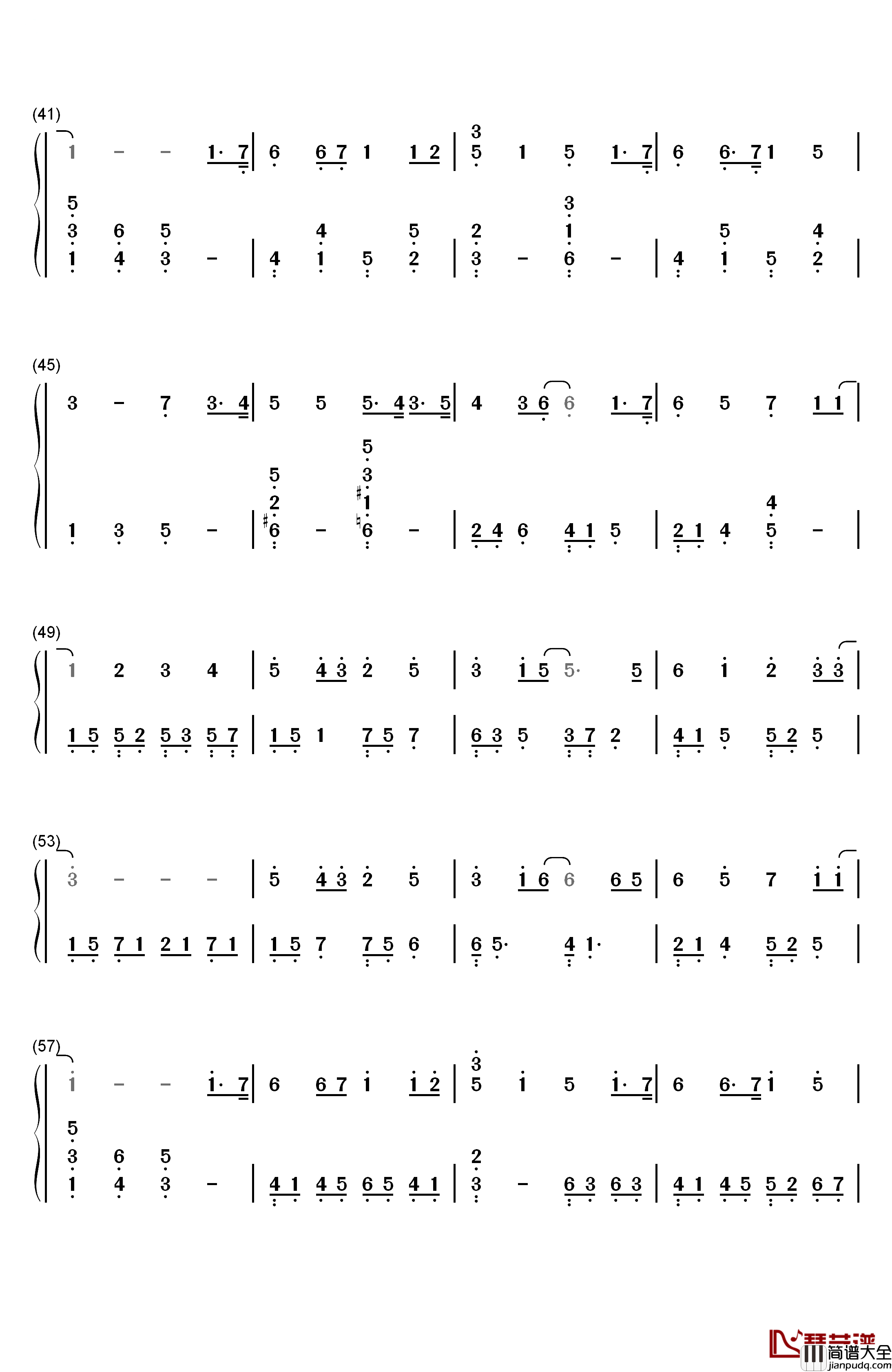 妈妈宝贝钢琴简谱_数字双手_李冰冰