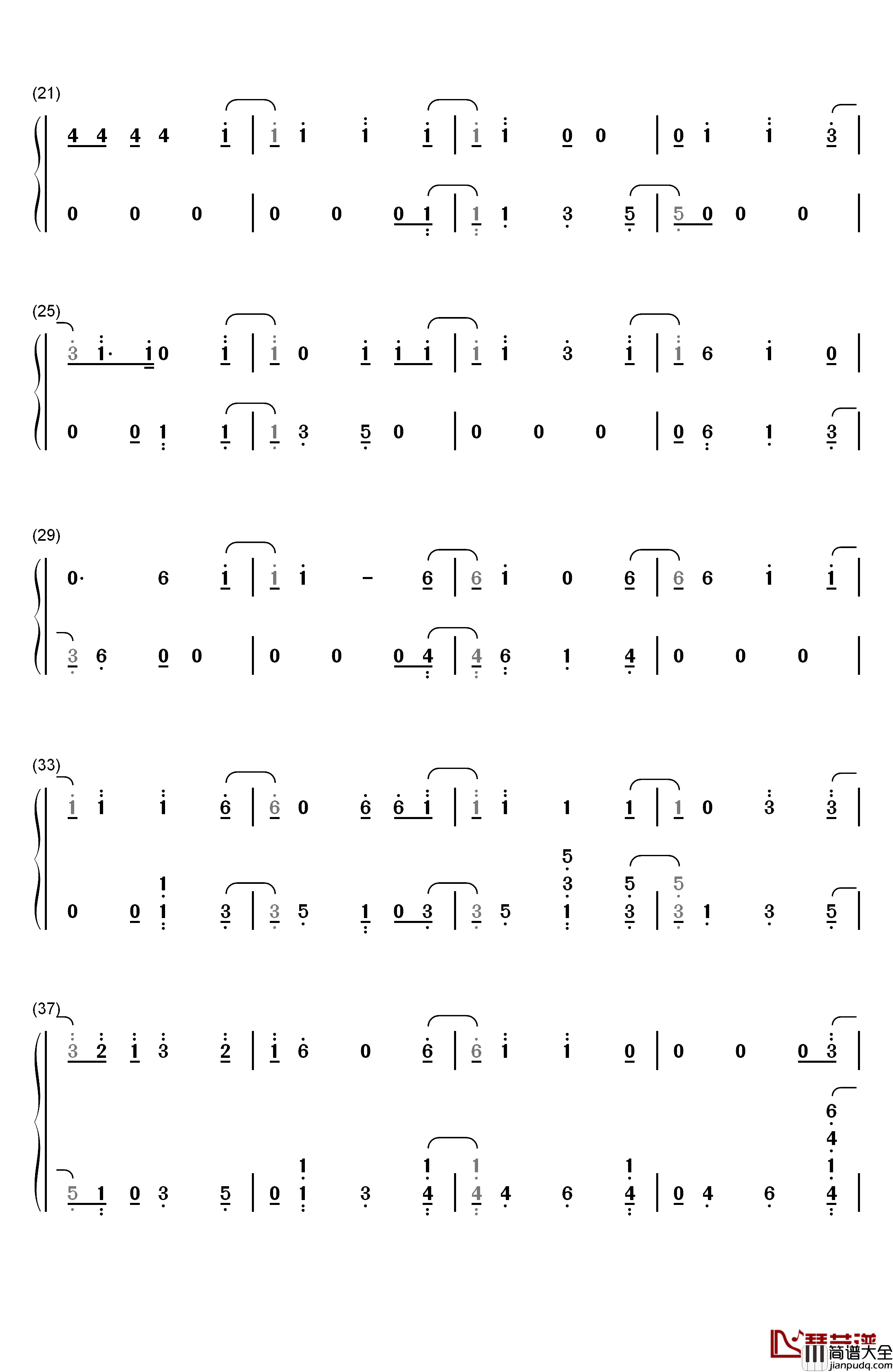 Thunder钢琴简谱_数字双手_Imagine_Dragons