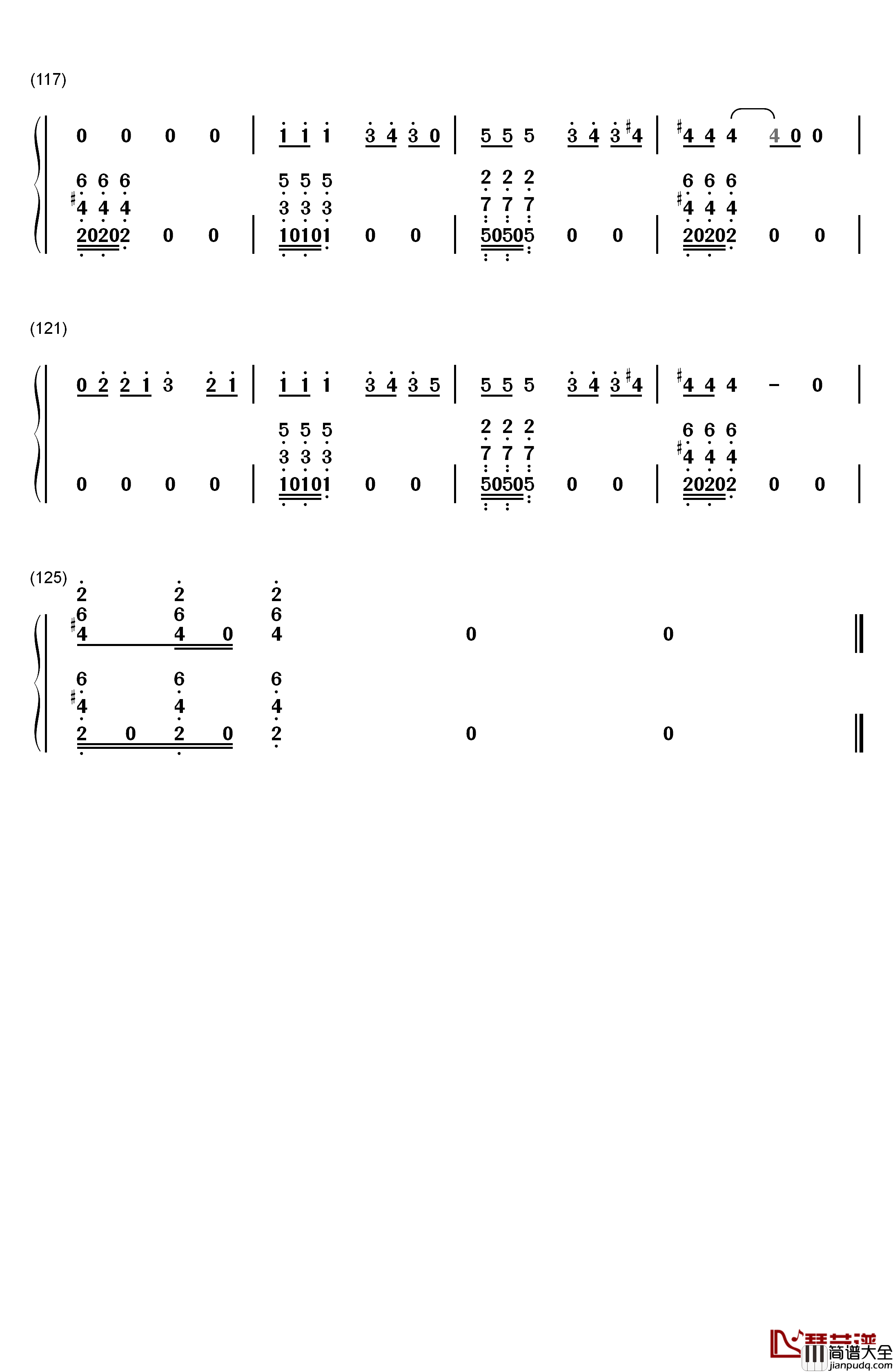 初学者钢琴简谱_数字双手_薛之谦