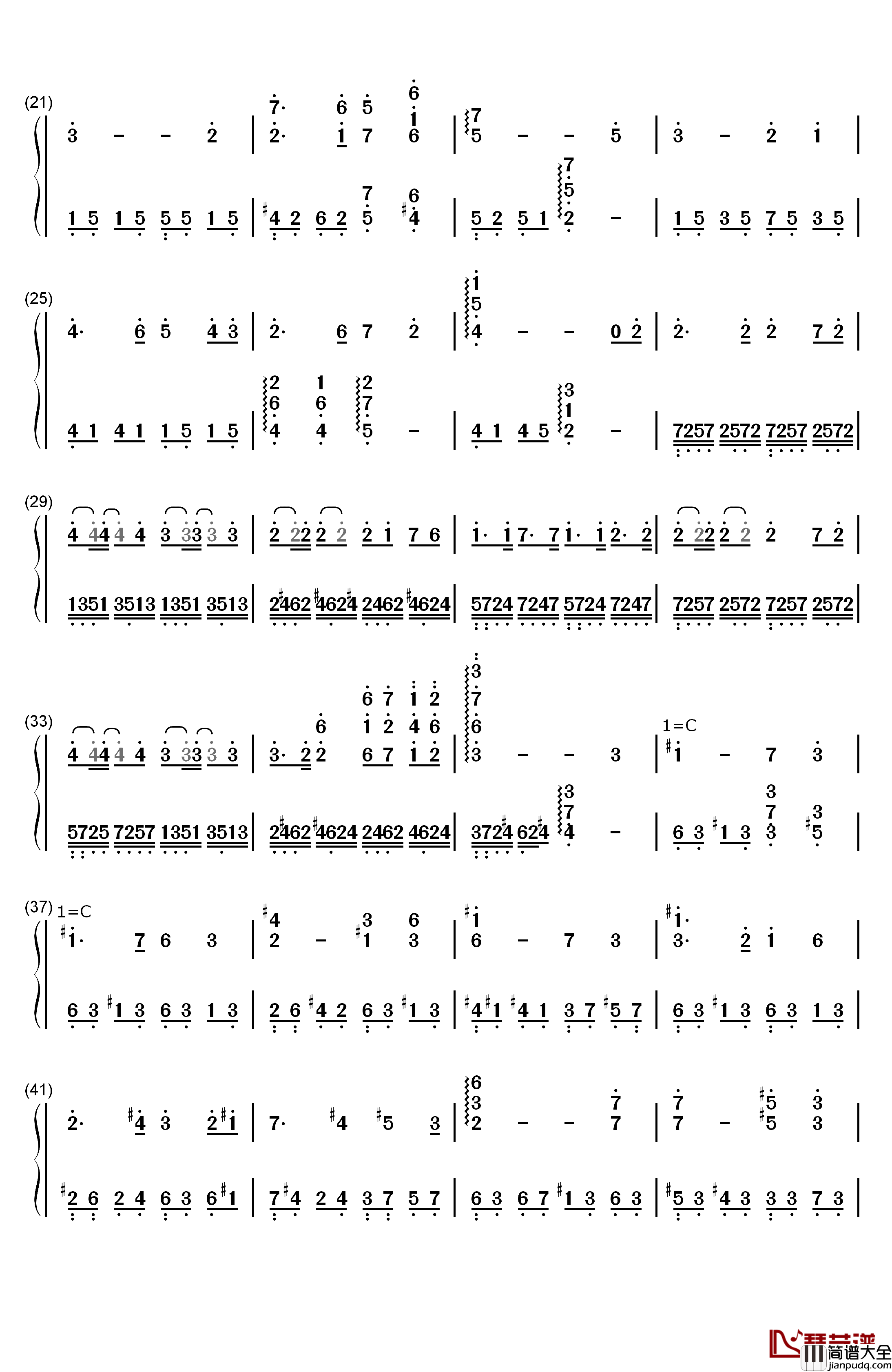 母亲你真伟大钢琴简谱_数字双手_终极一班