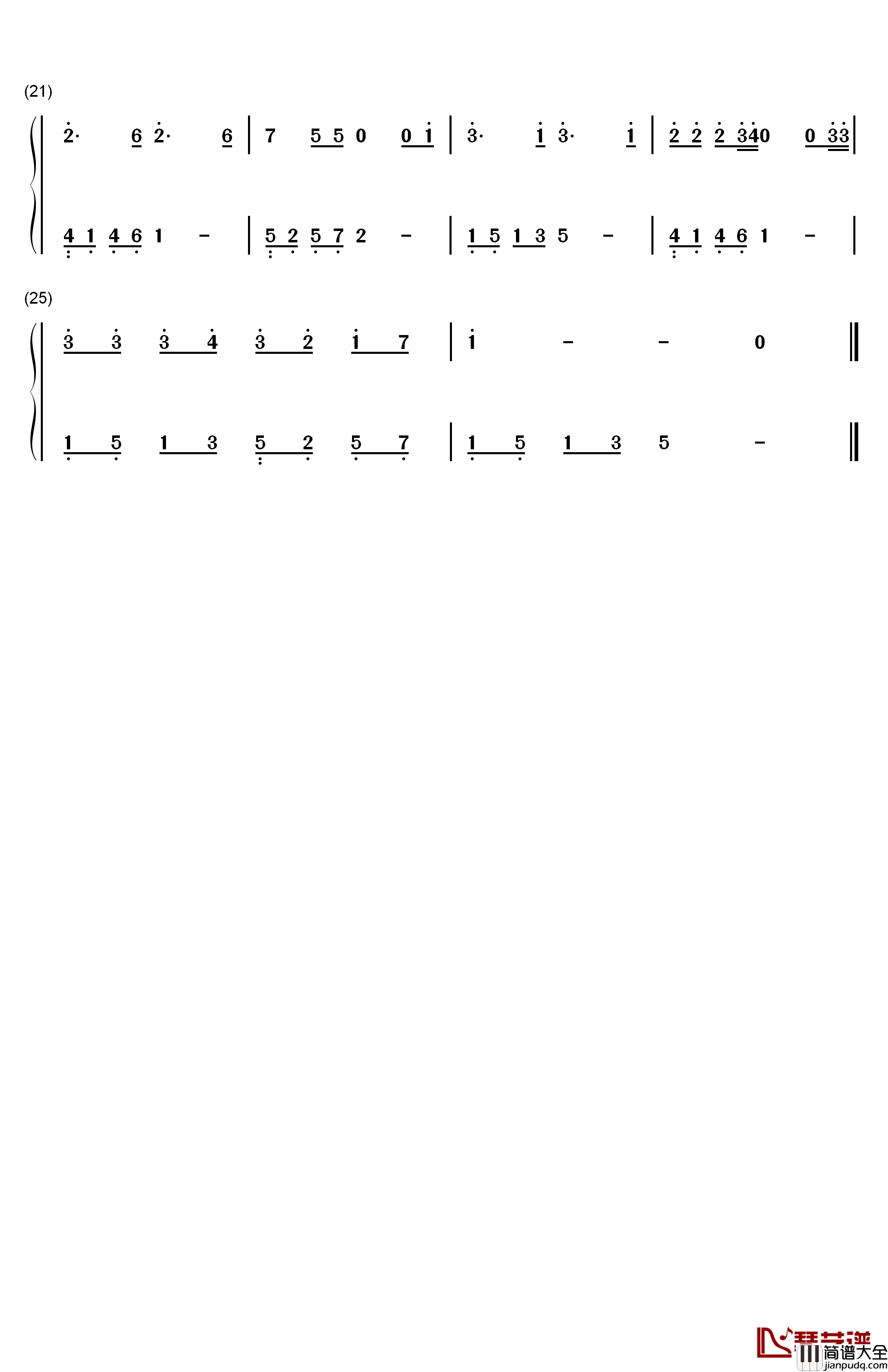 哦_十分钟钢琴简谱_数字双手_范真真