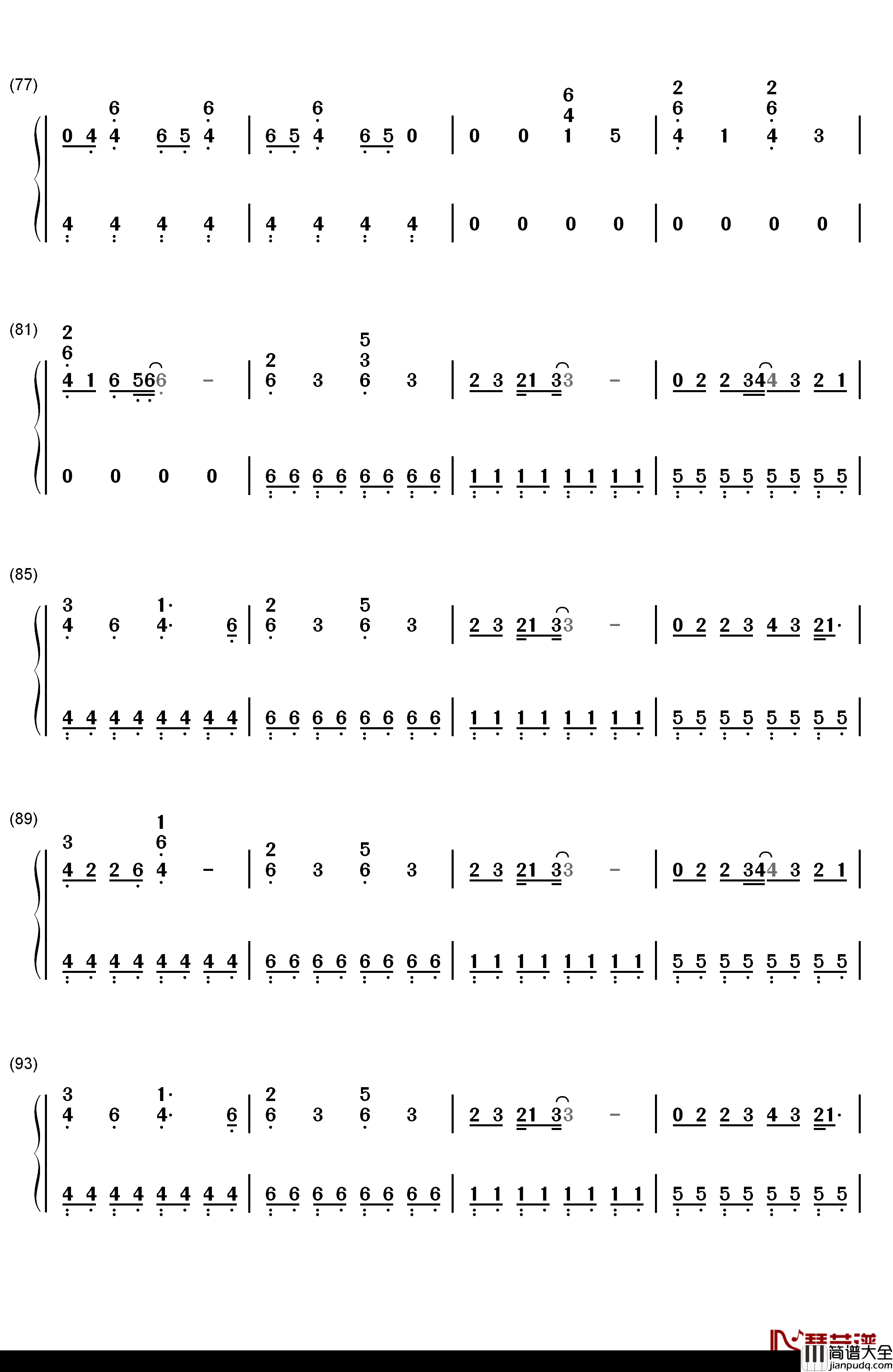 Counting_Stars钢琴简谱_数字双手_OneRepublic