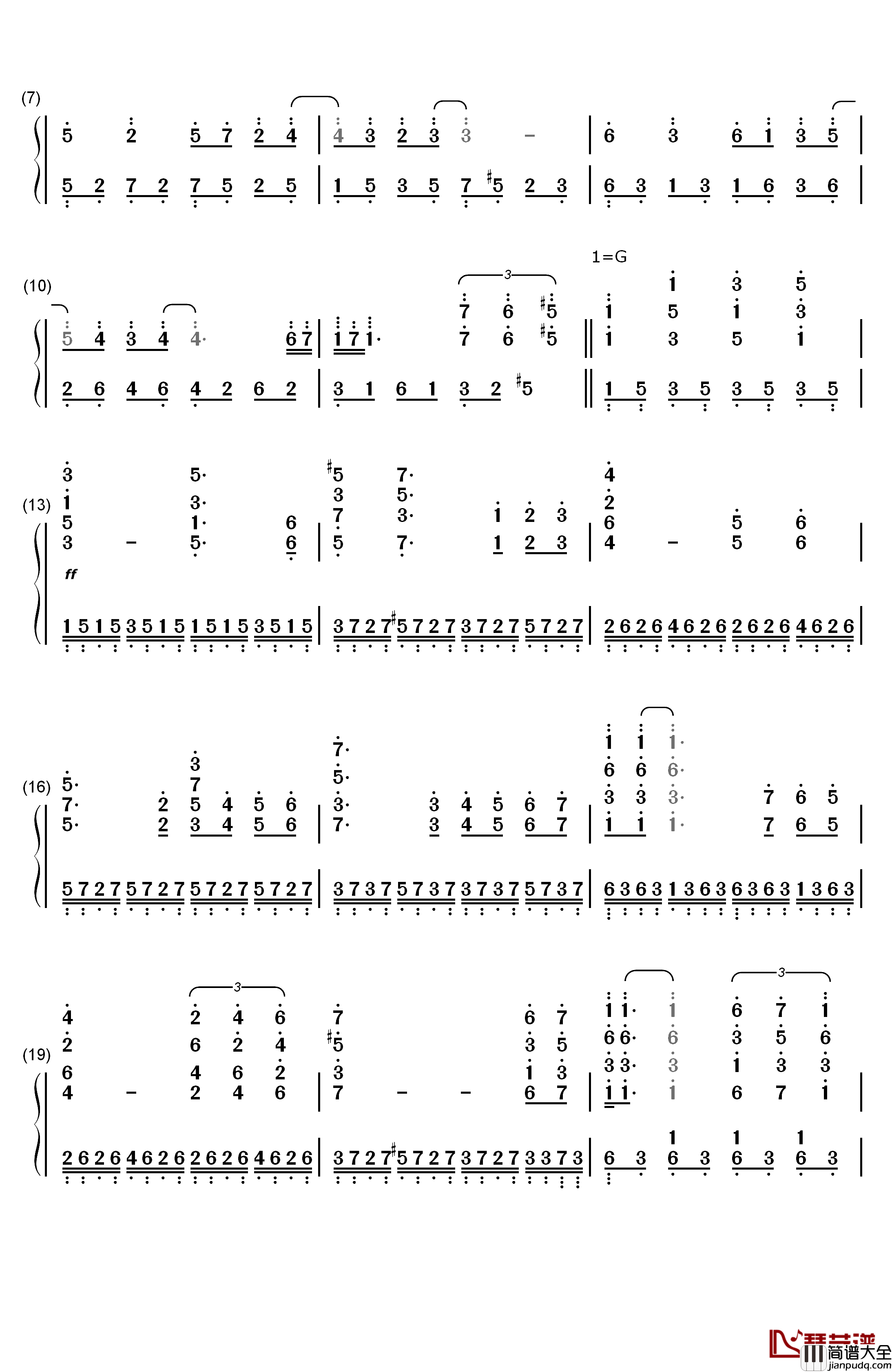 星空钢琴简谱_数字双手_理查德·克莱德曼_Richard_Clayderman