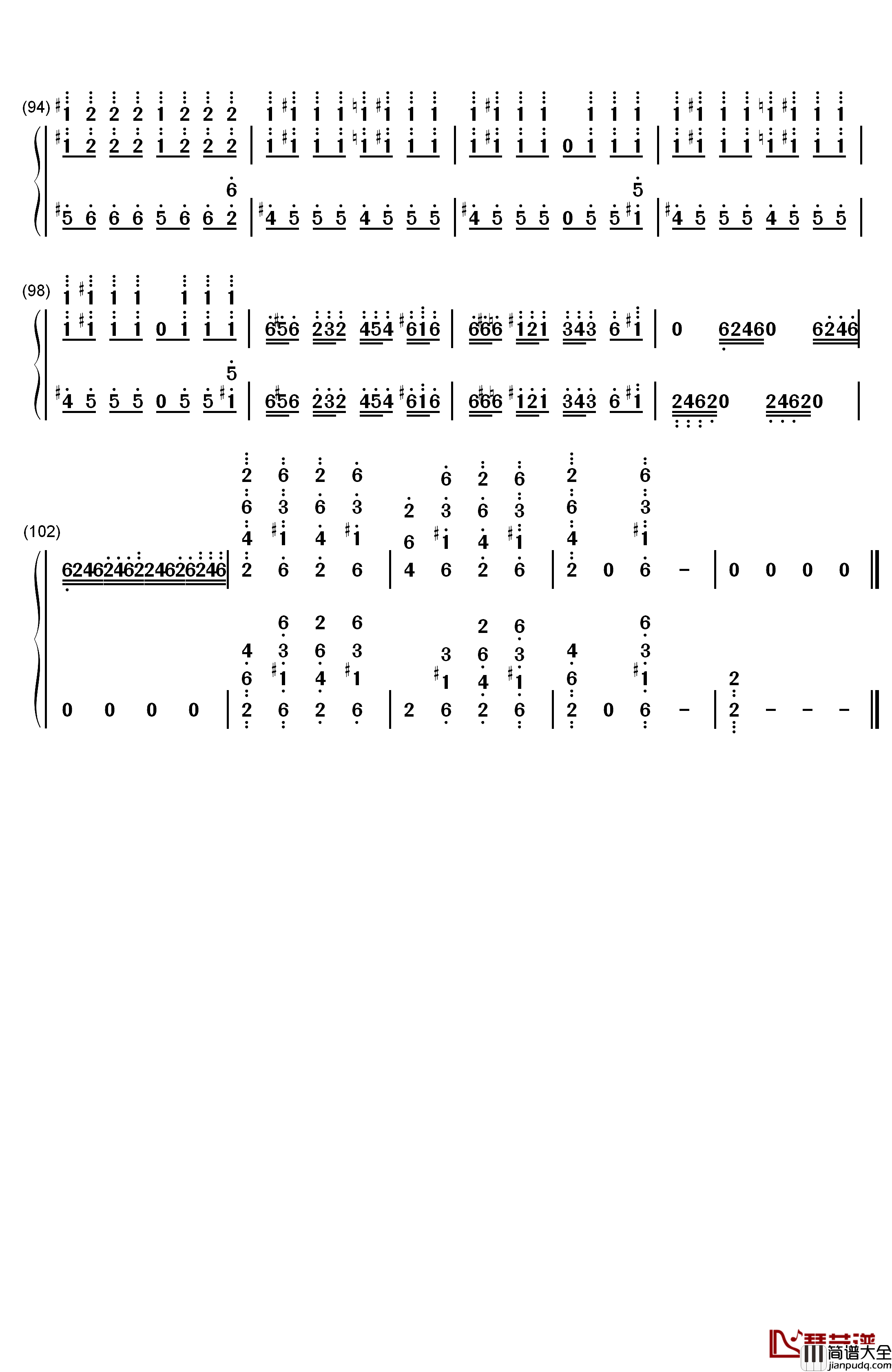 蜂鸟（Kolibre）钢琴简谱_数字双手_马克西姆_Maksim