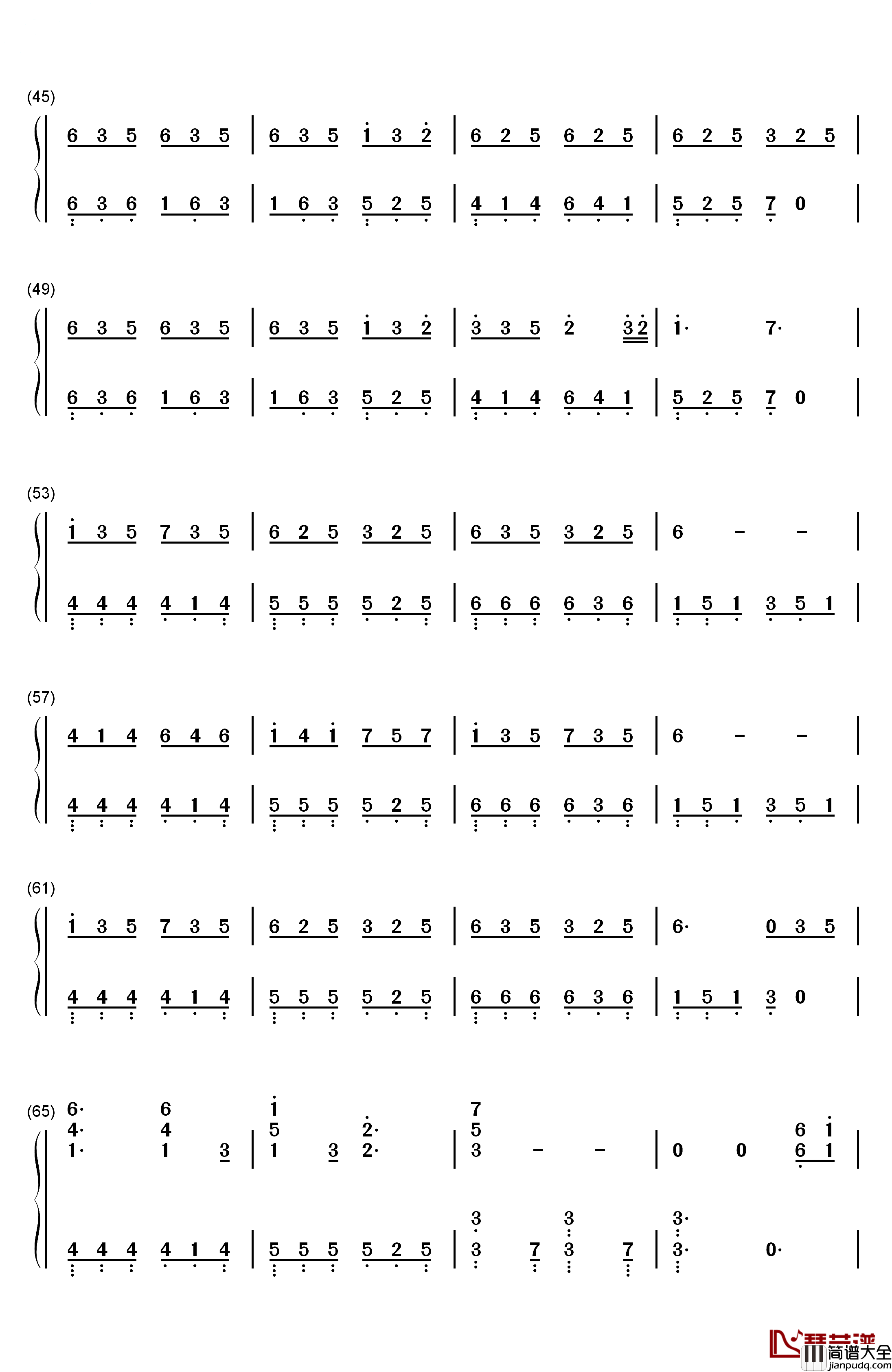 千本樱变奏钢琴简谱_数字双手_初音ミク