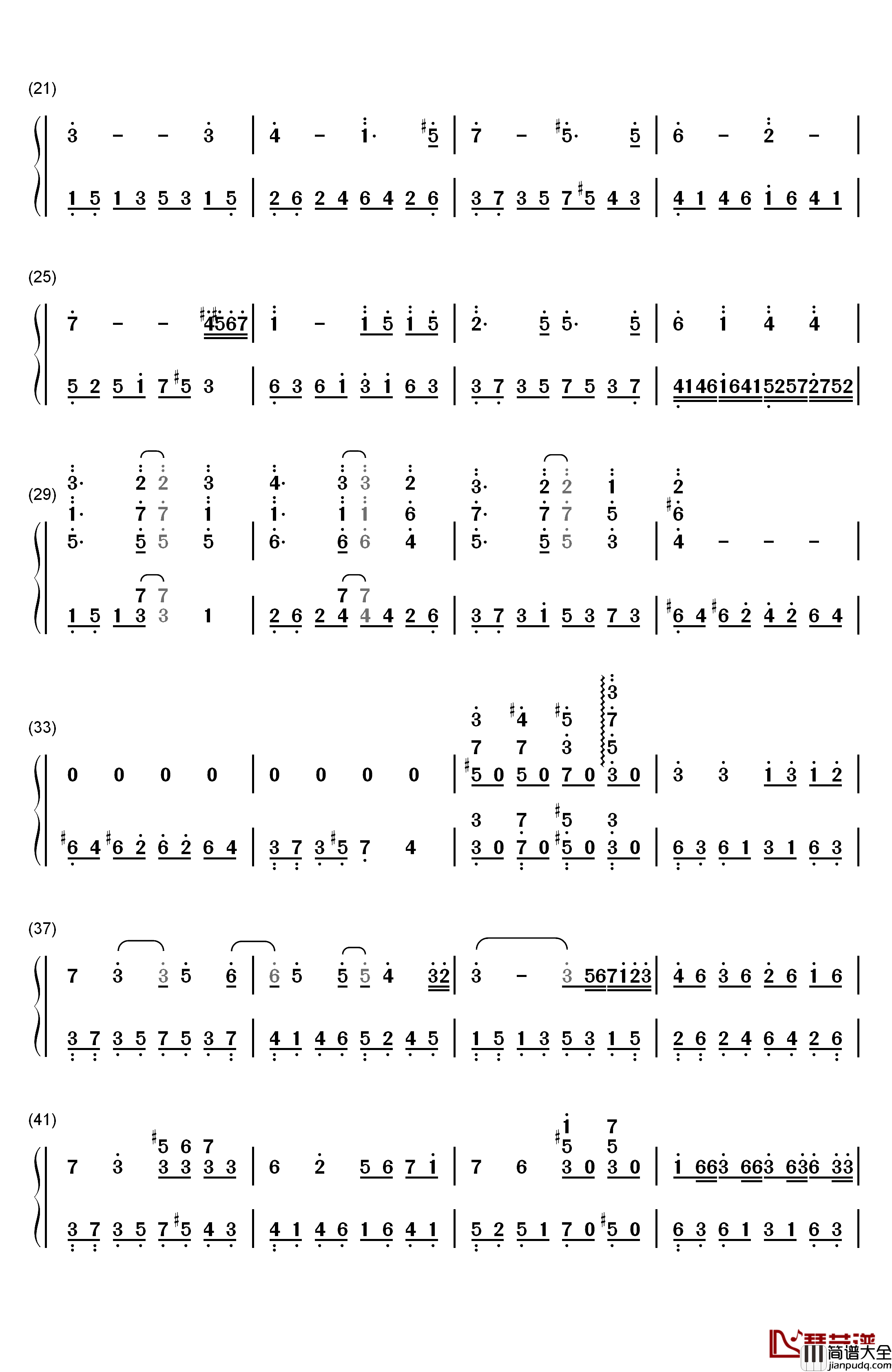 风屿钢琴简谱_数字双手_埋葬