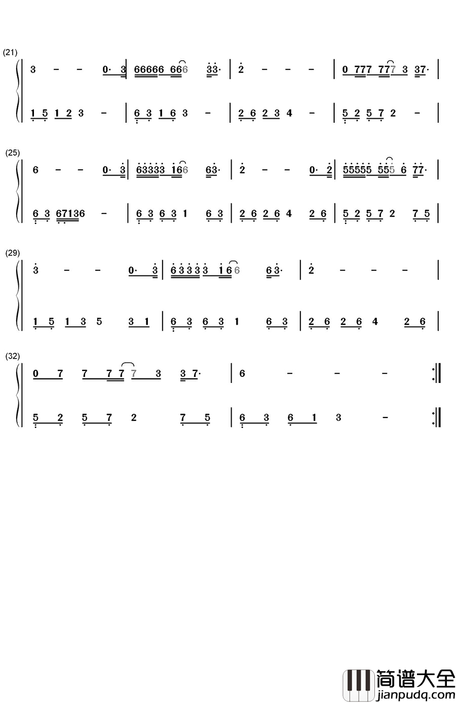 有没有人告诉你钢琴简谱_数字双手_陈楚生