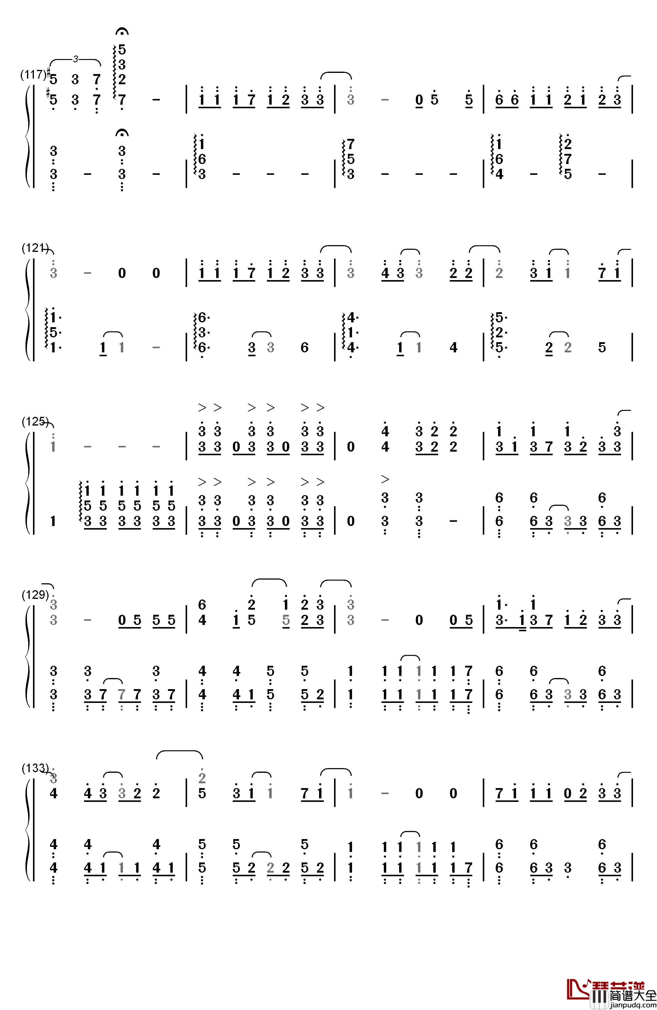 さよならエレジー钢琴简谱_数字双手_菅田将晖