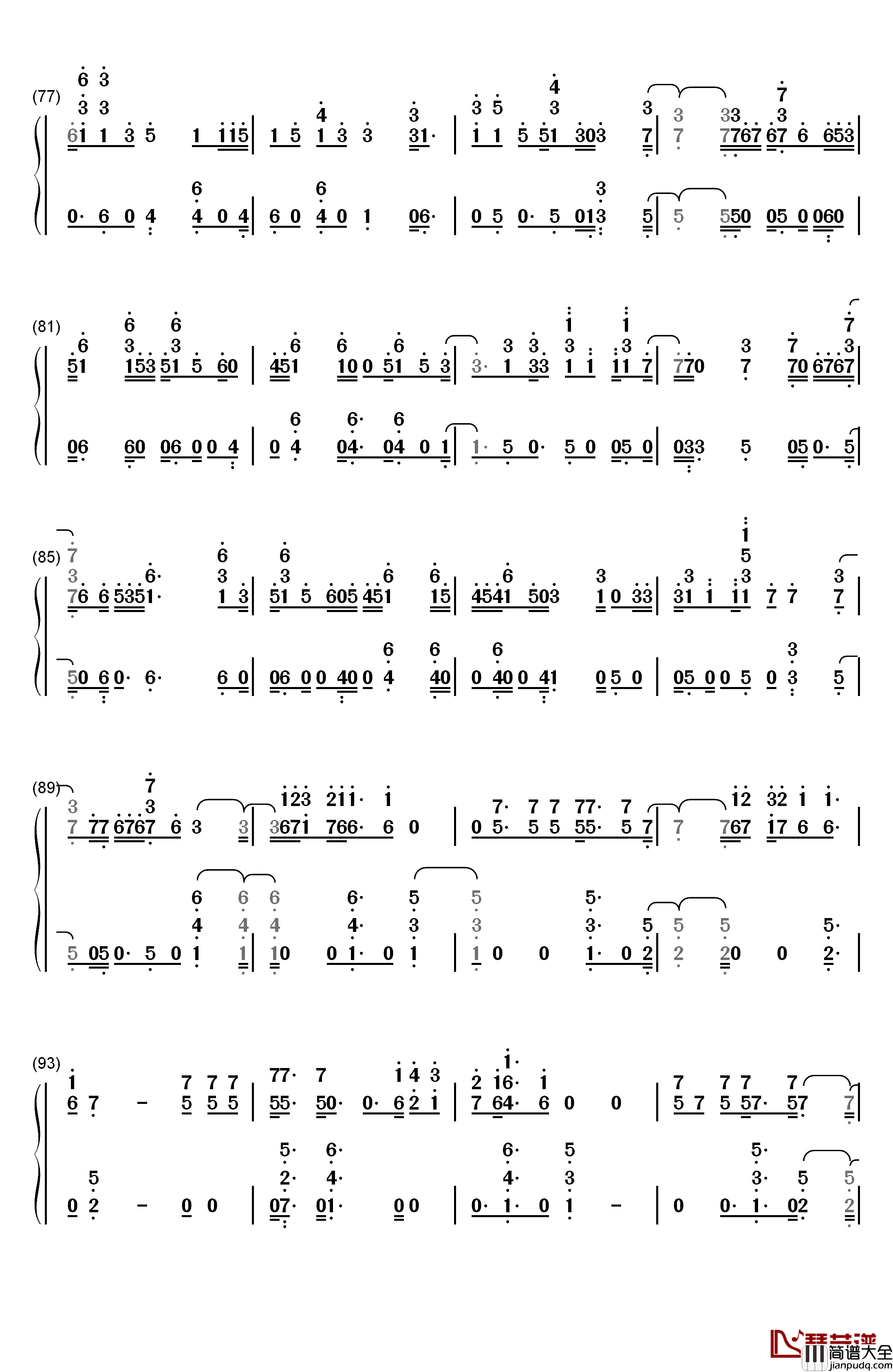 Dusk_Till_Dawn钢琴简谱_数字双手_ZAYN_Sia