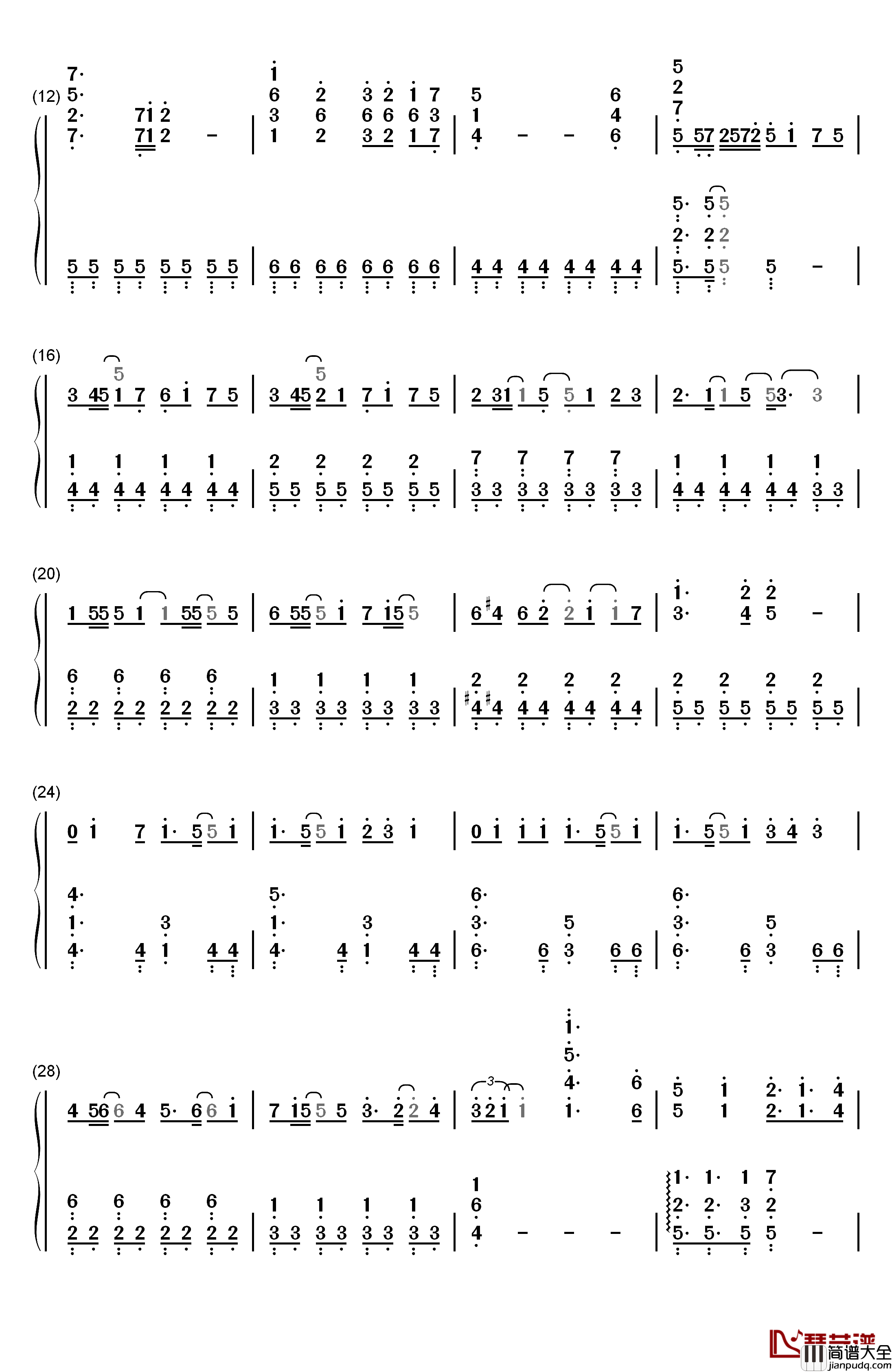 Tone钢琴简谱_数字双手_苍井翔太