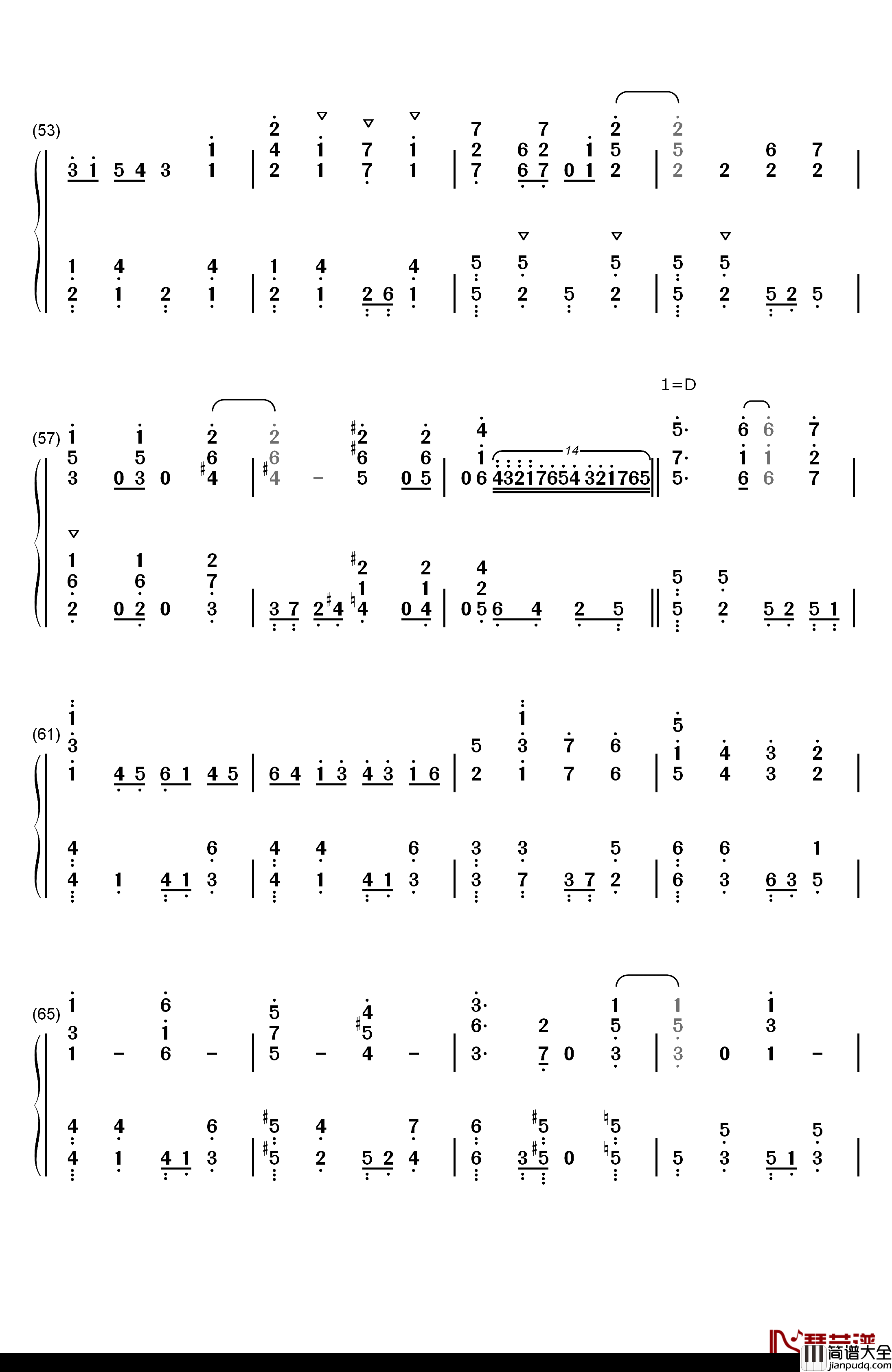 ソラノネ钢琴简谱_数字双手_ZAQ