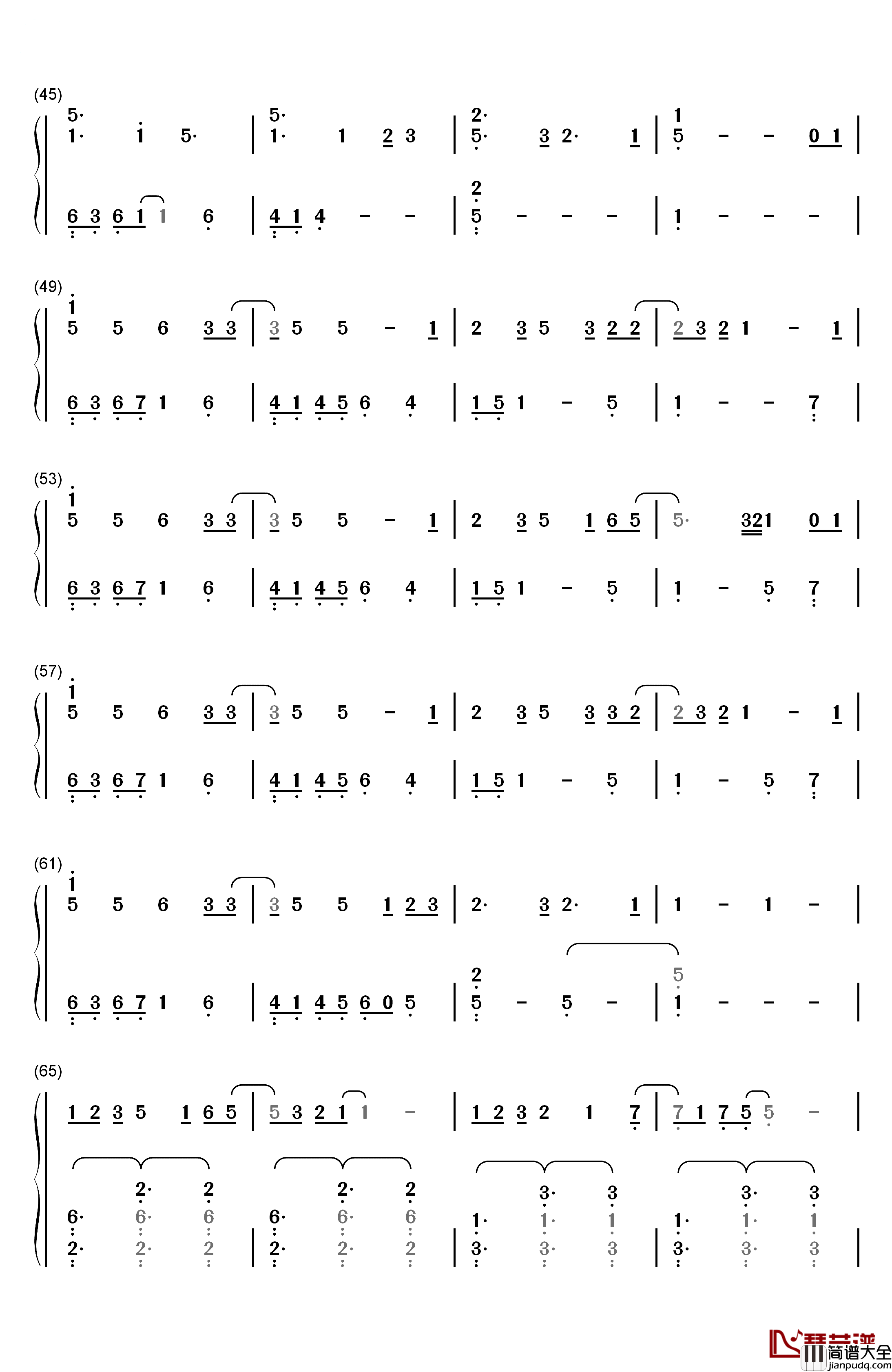 サマータイムレコード钢琴简谱_数字双手_IA