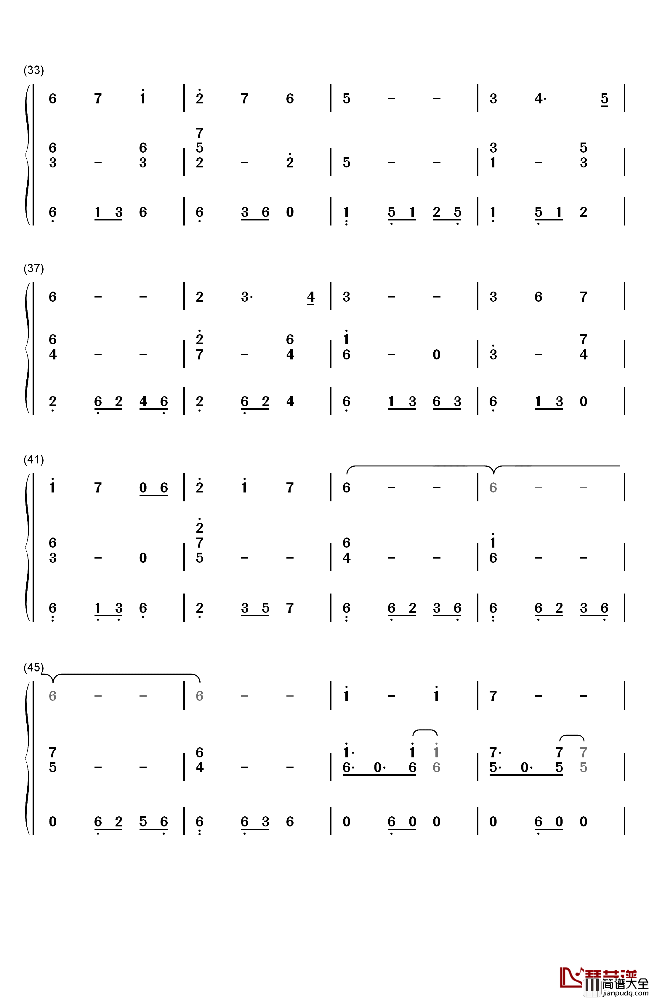 Gloria钢琴简谱_数字双手_Kalafina