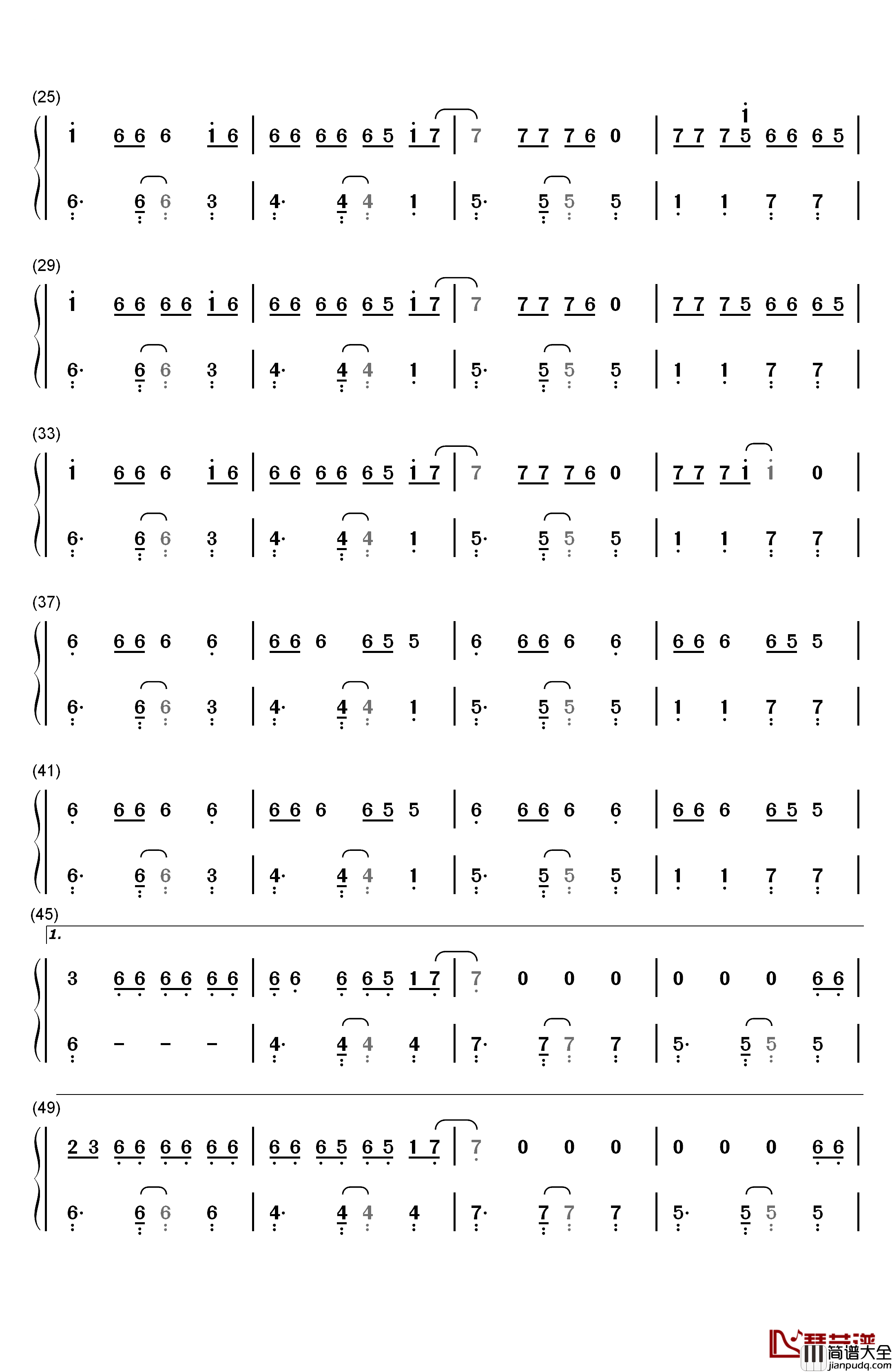 Move_Your_Body钢琴简谱_数字双手_Sia