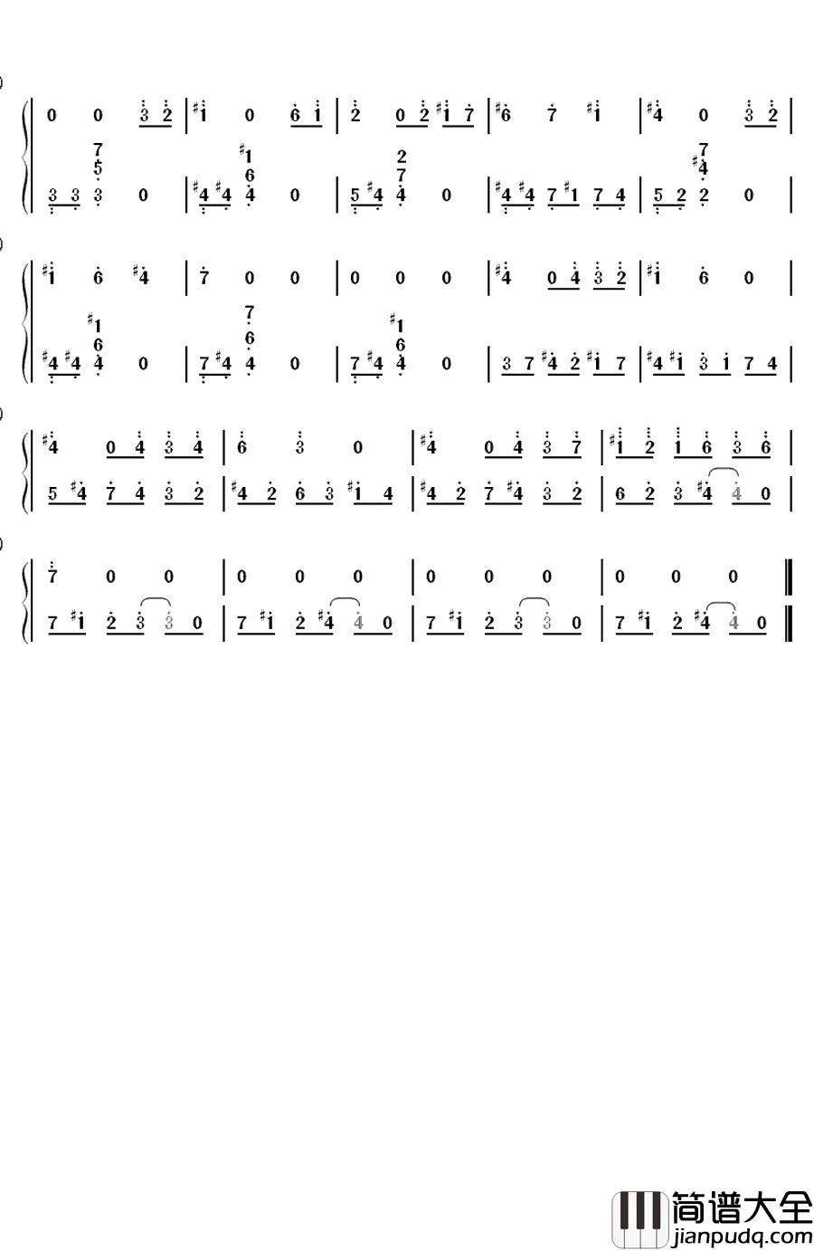 钢琴简谱_数字双手_Manabu_Miwa__Bruno_Wen_li