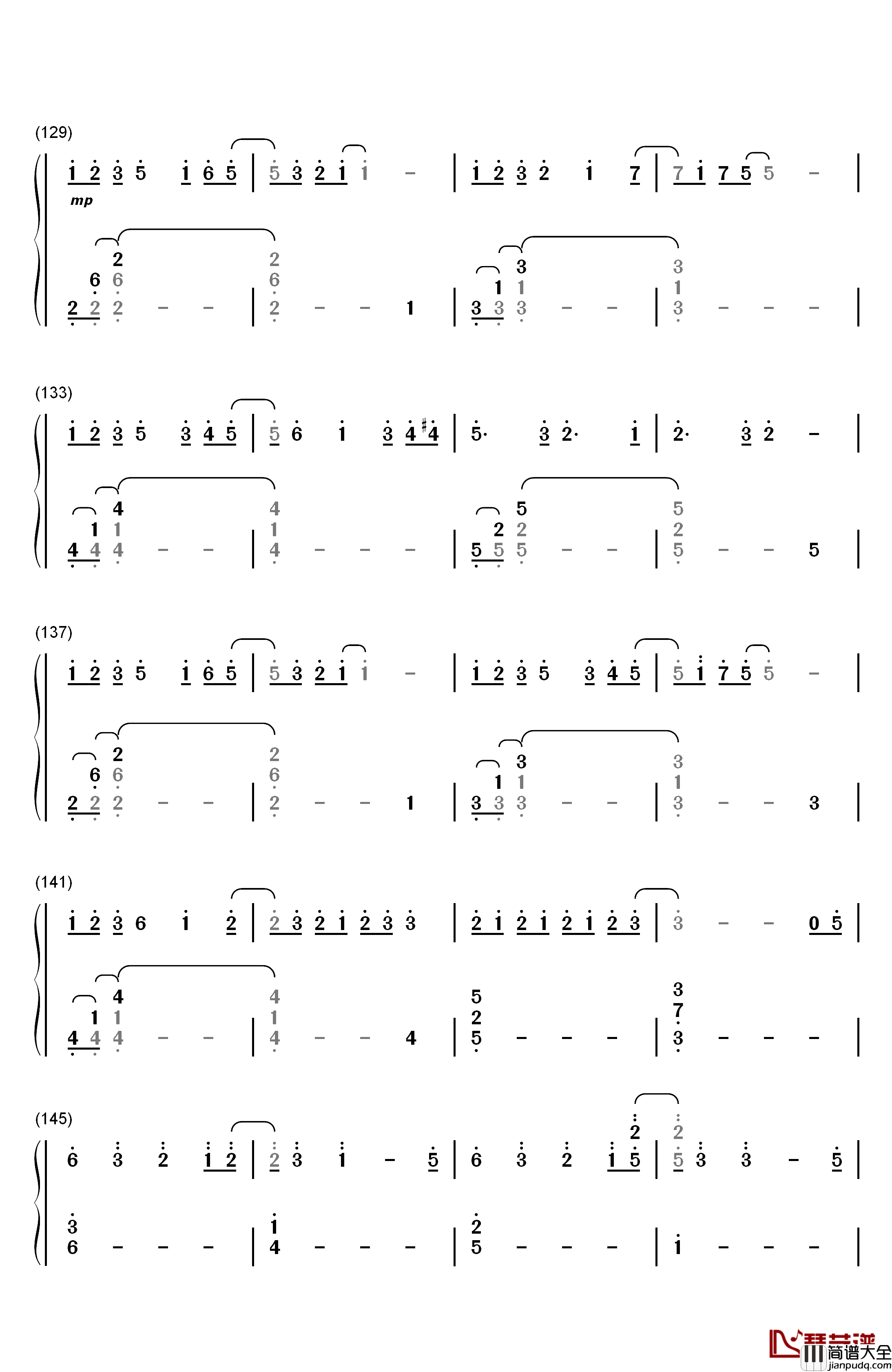 サマータイムレコード钢琴简谱_数字双手_IA