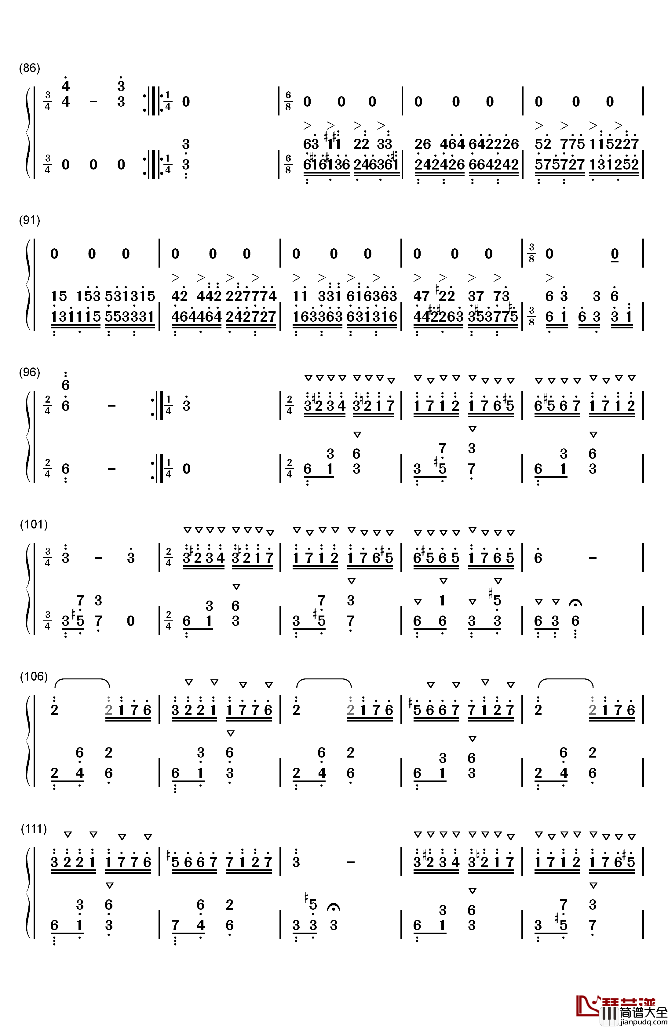 帕格尼尼飞絮曲钢琴简谱_数字双手_马克西姆