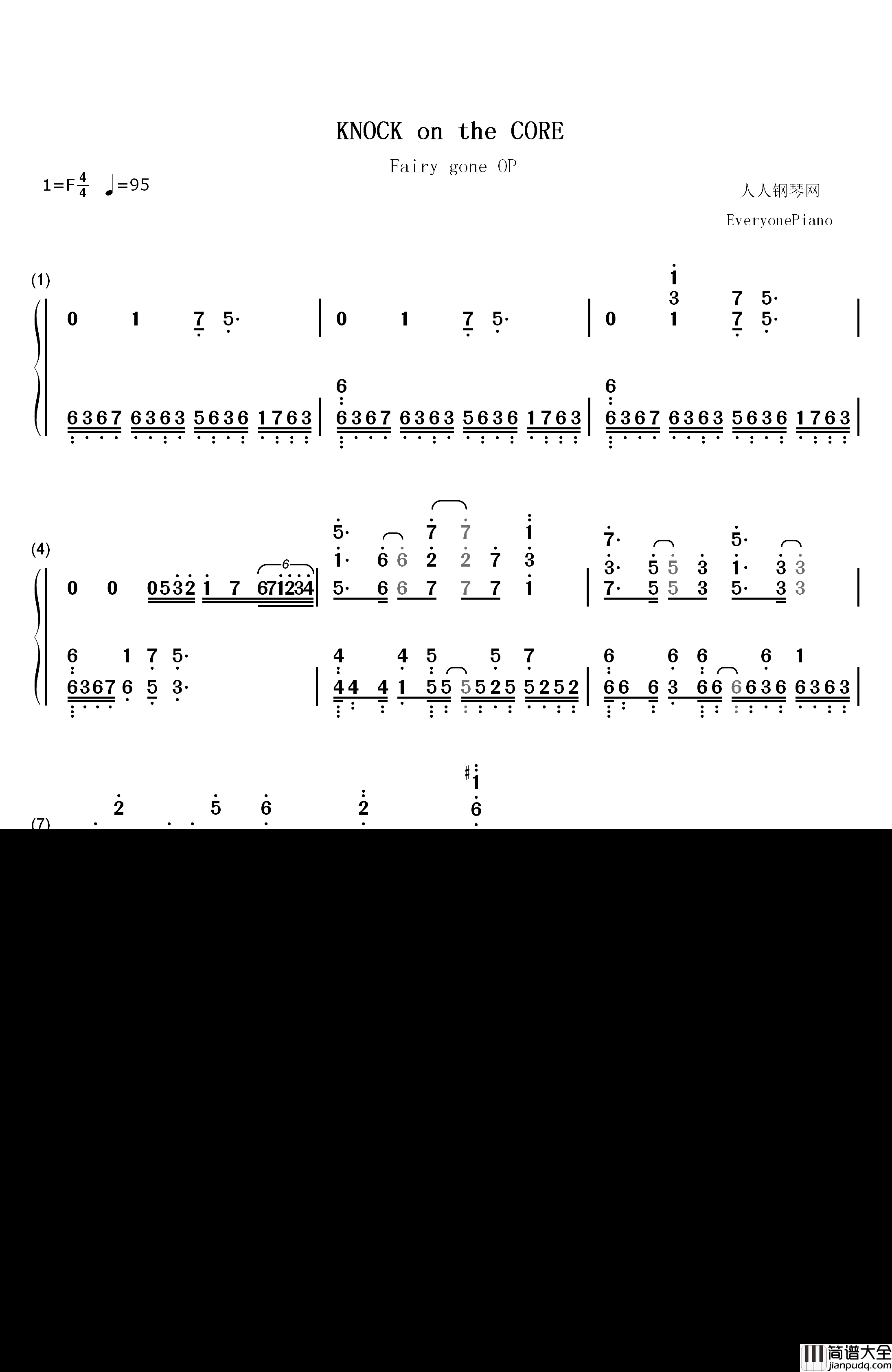 KNOCK_on_the_CORE钢琴简谱_数字双手_Know_Name