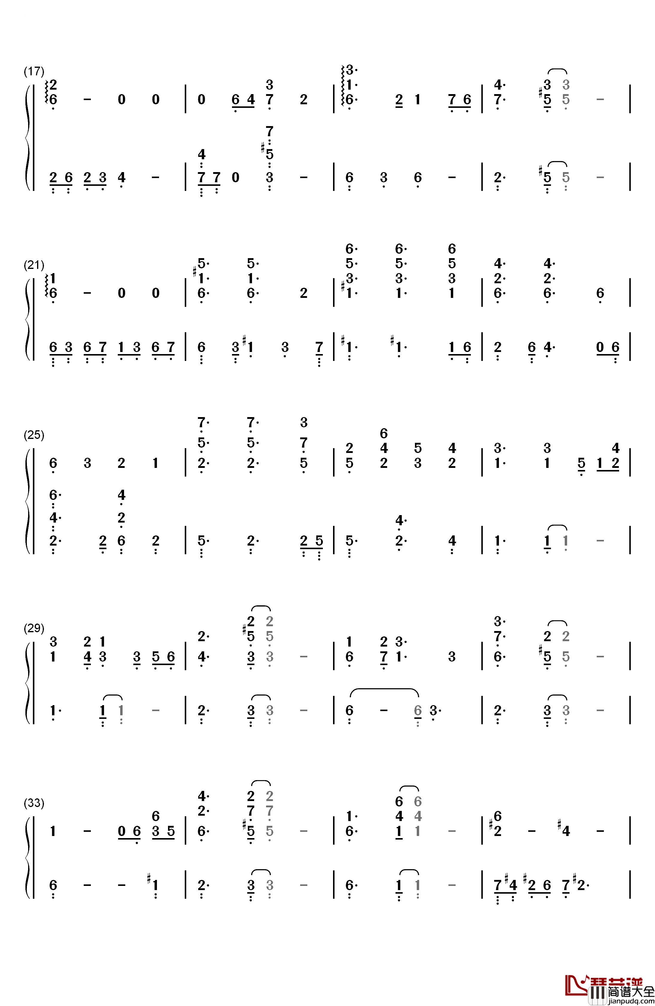 春の風钢琴简谱_数字双手_手嶌葵