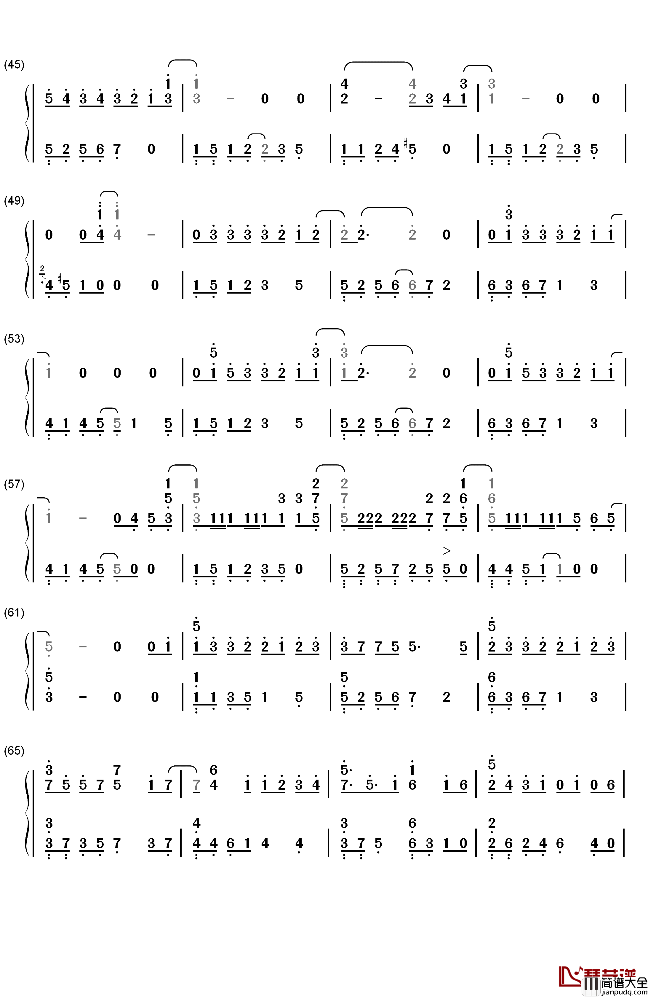 我的秘密钢琴简谱_数字双手_邓紫棋