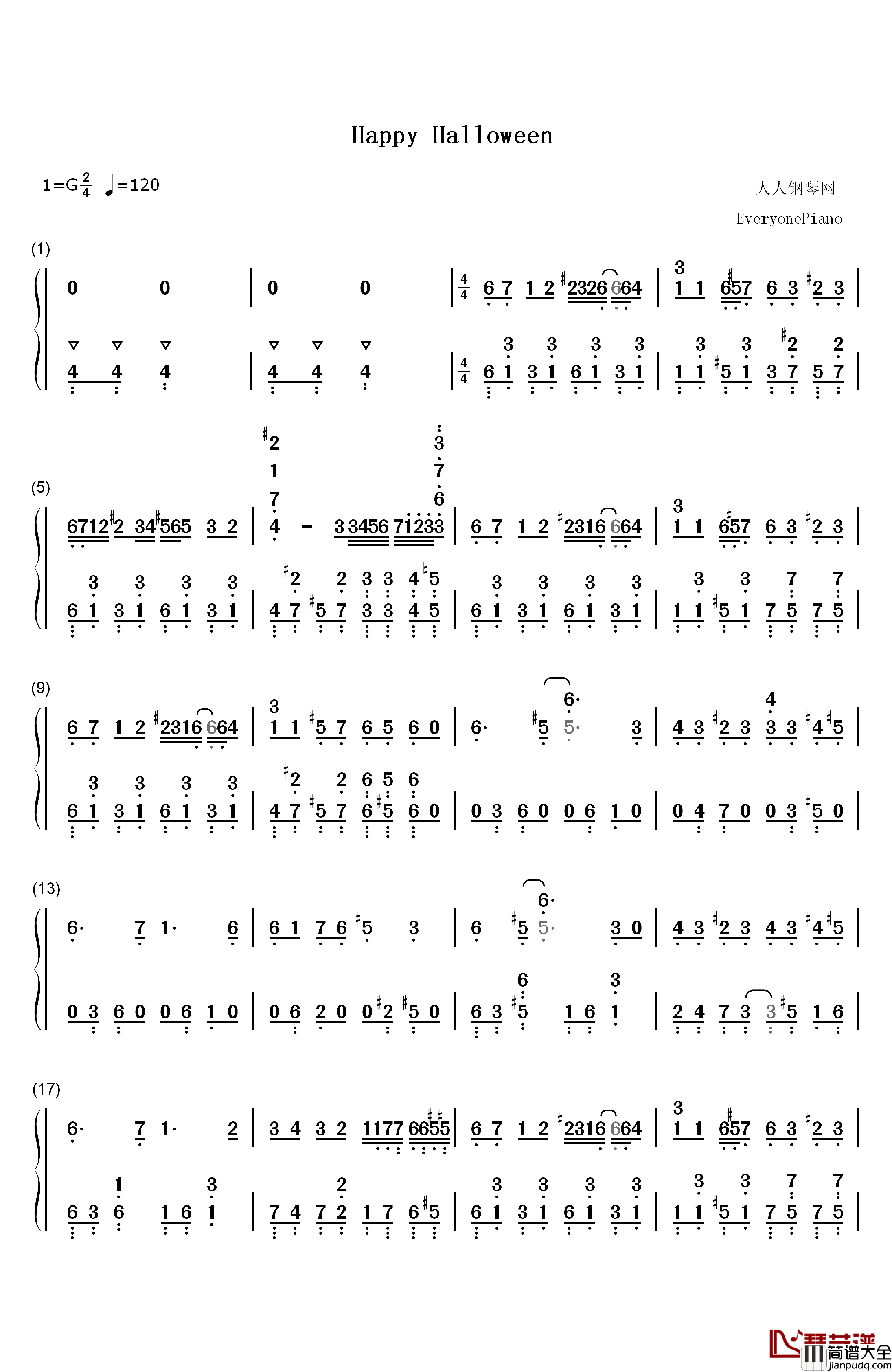 Happy_Halloween钢琴简谱_数字双手_镜音リン