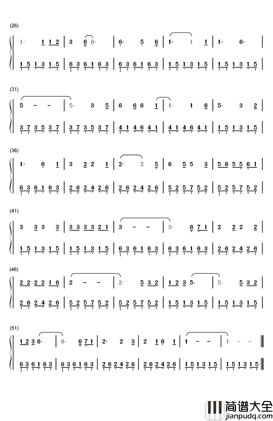 再回首钢琴简谱_数字双手_苏芮