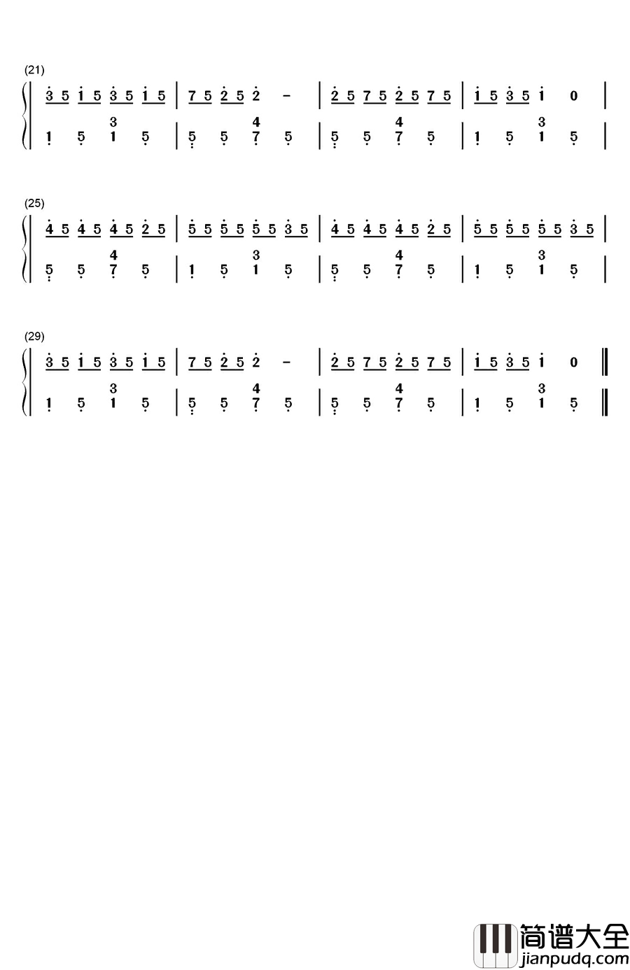 在泉边钢琴简谱_数字双手_TH._奥斯廷