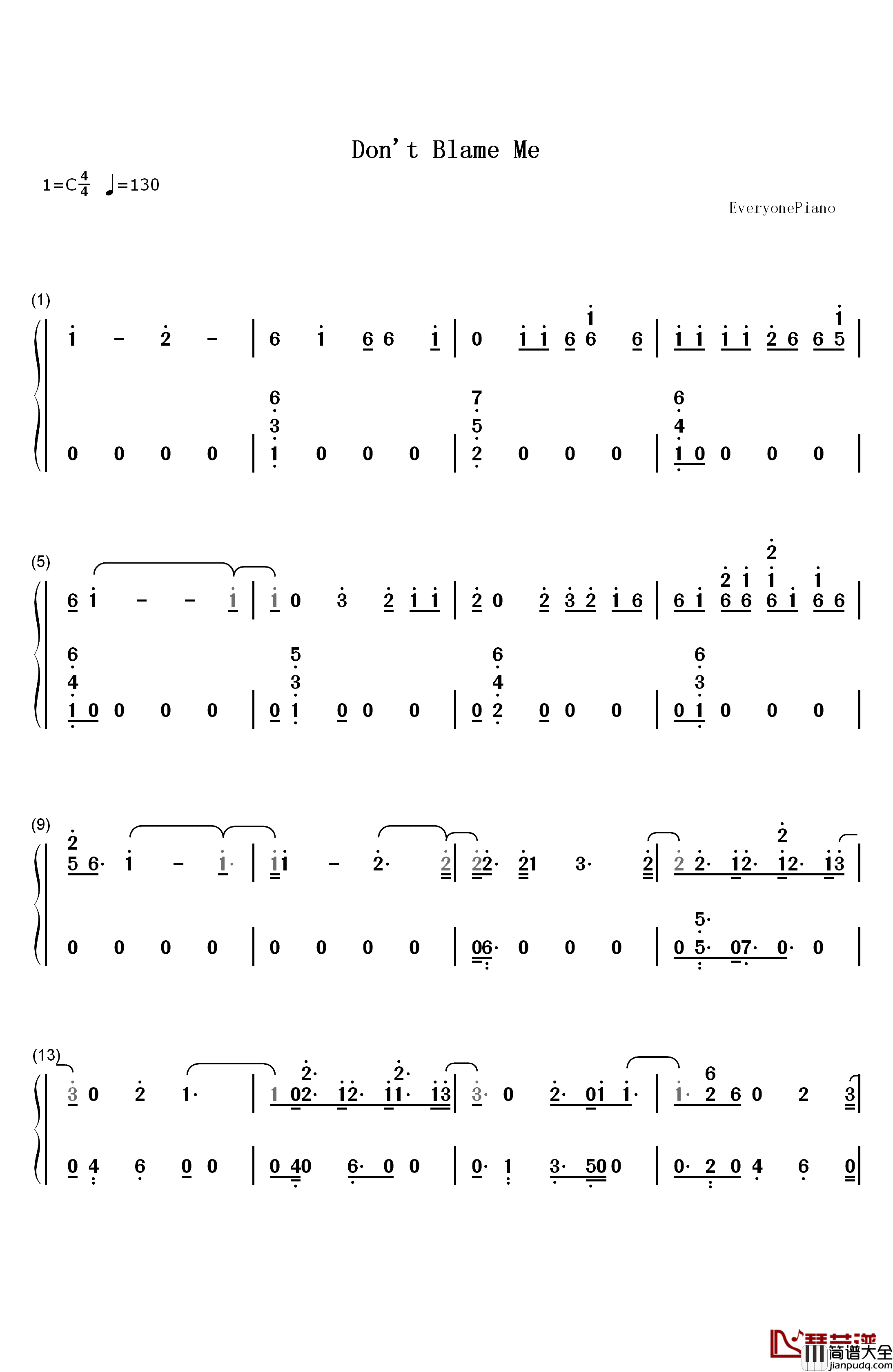 Don't_Blame_Me钢琴简谱_数字双手_Taylor_Swift