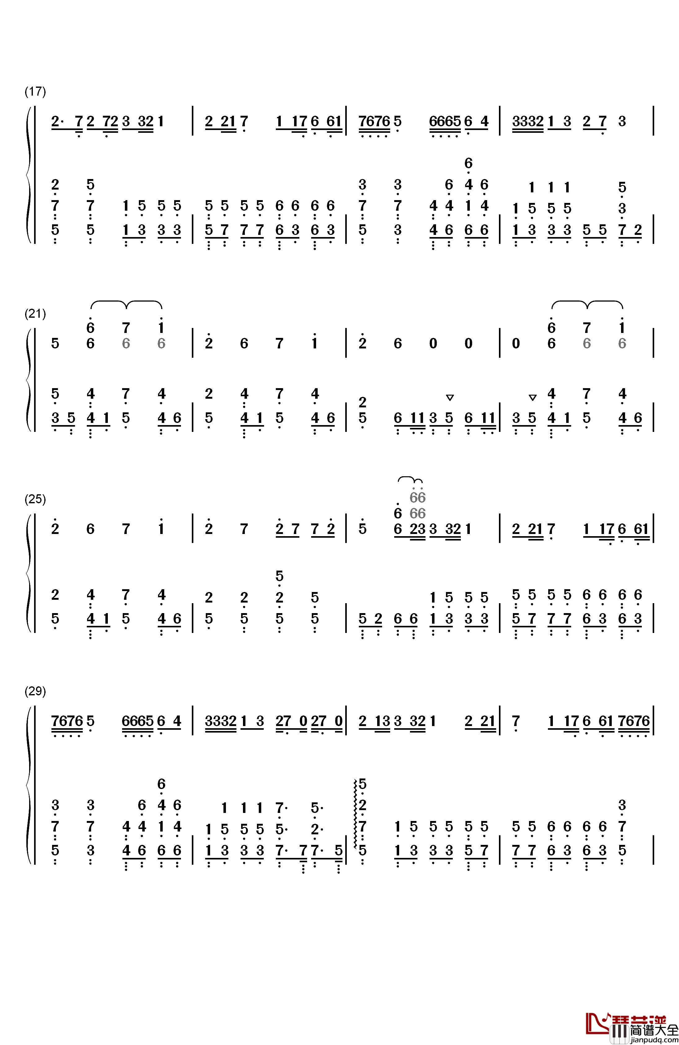 Trouble_is_a_friend钢琴简谱_数字双手_lenka
