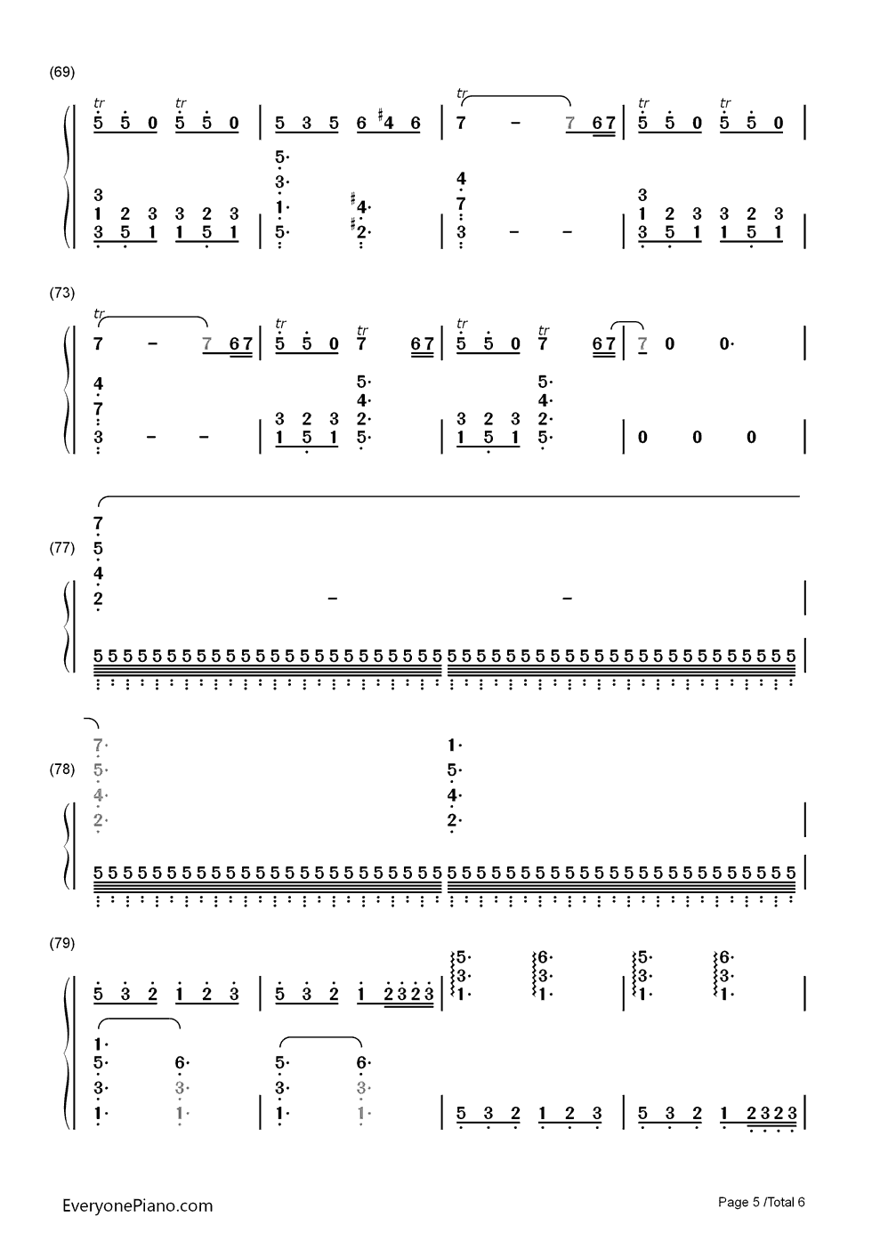 清晨钢琴简谱_数字双手_格里格