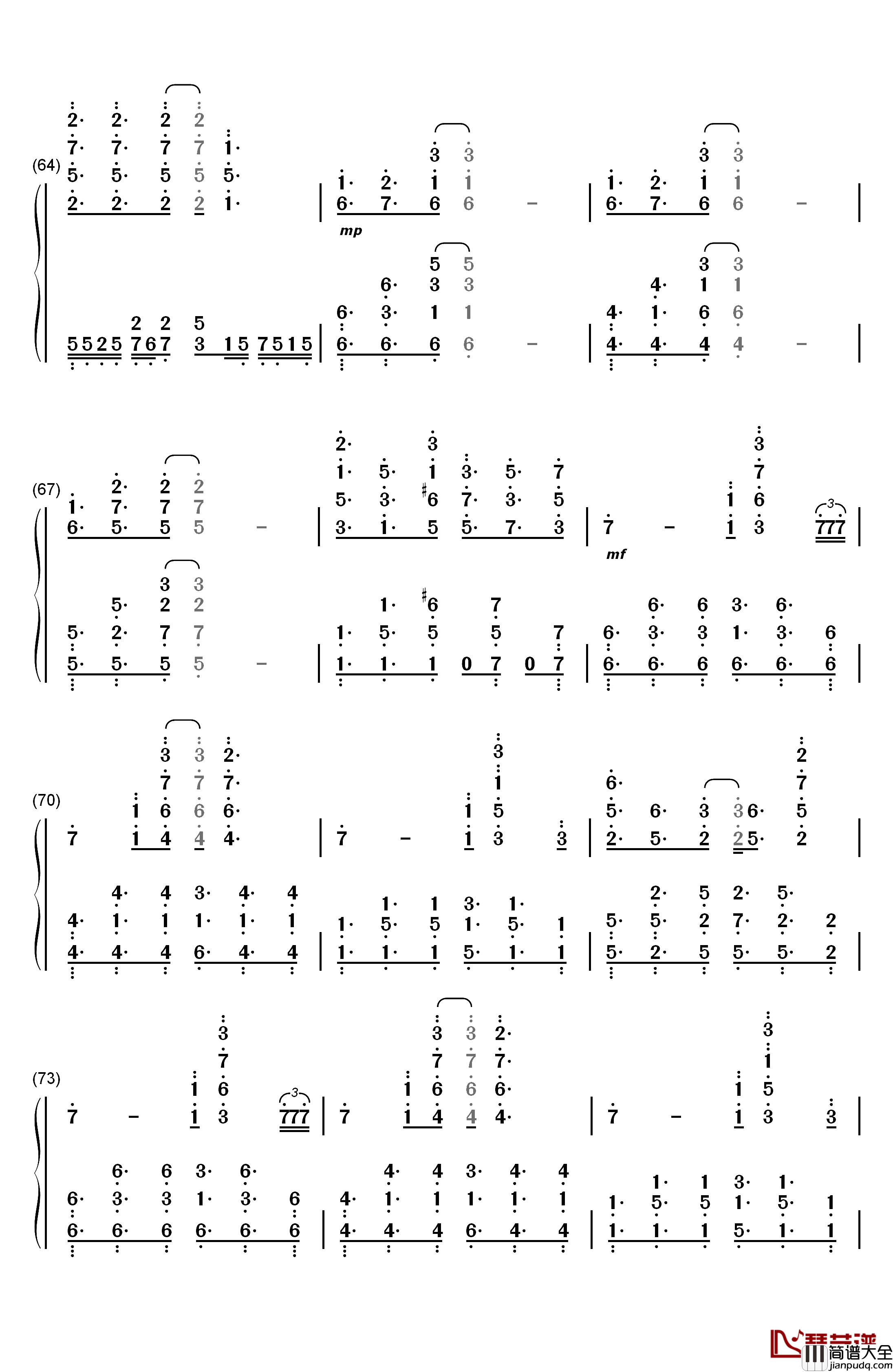 Katharsis钢琴简谱_数字双手_TK_from_凛冽时雨