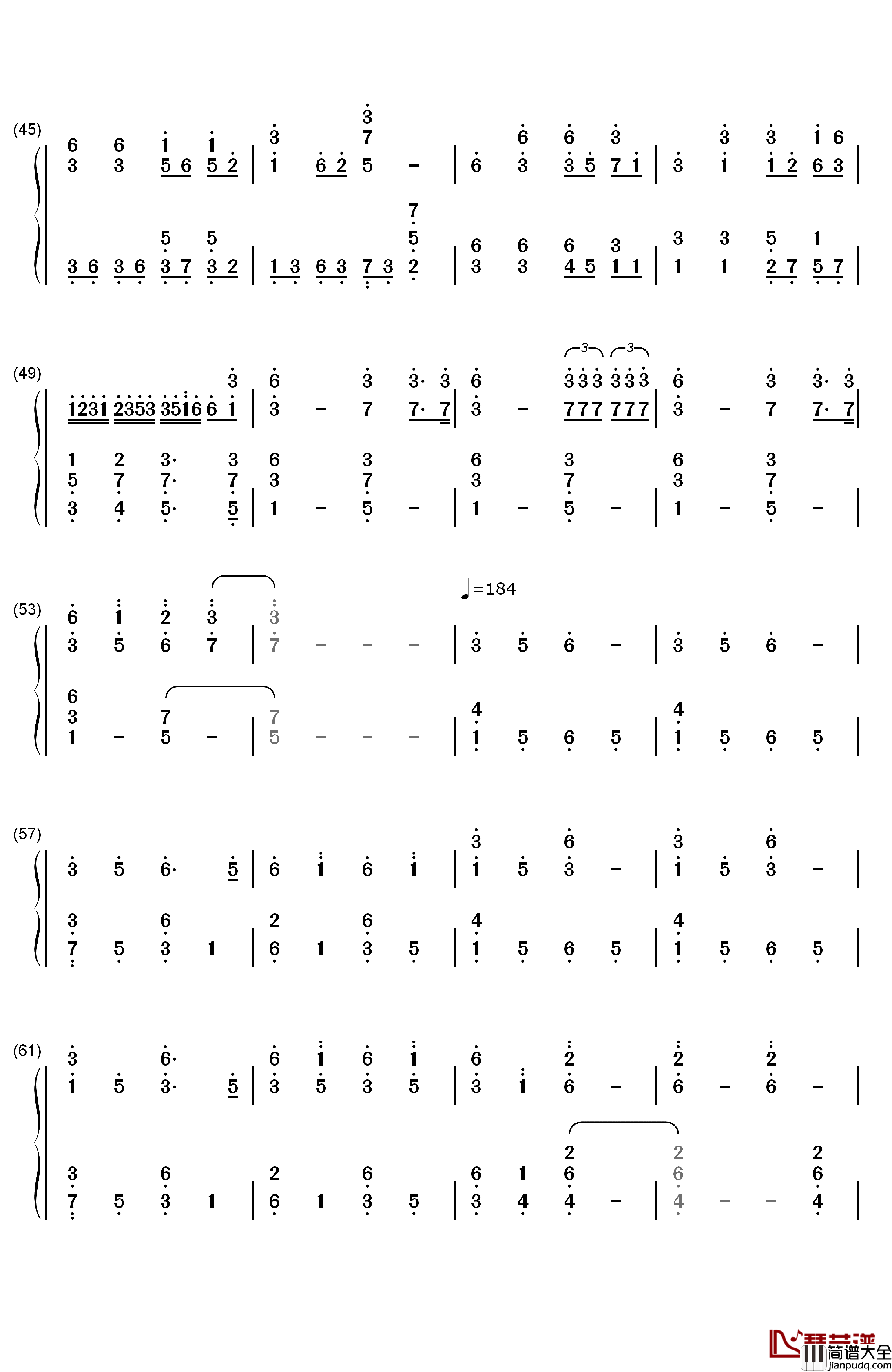 夏祭り钢琴简谱_数字双手_初音未来