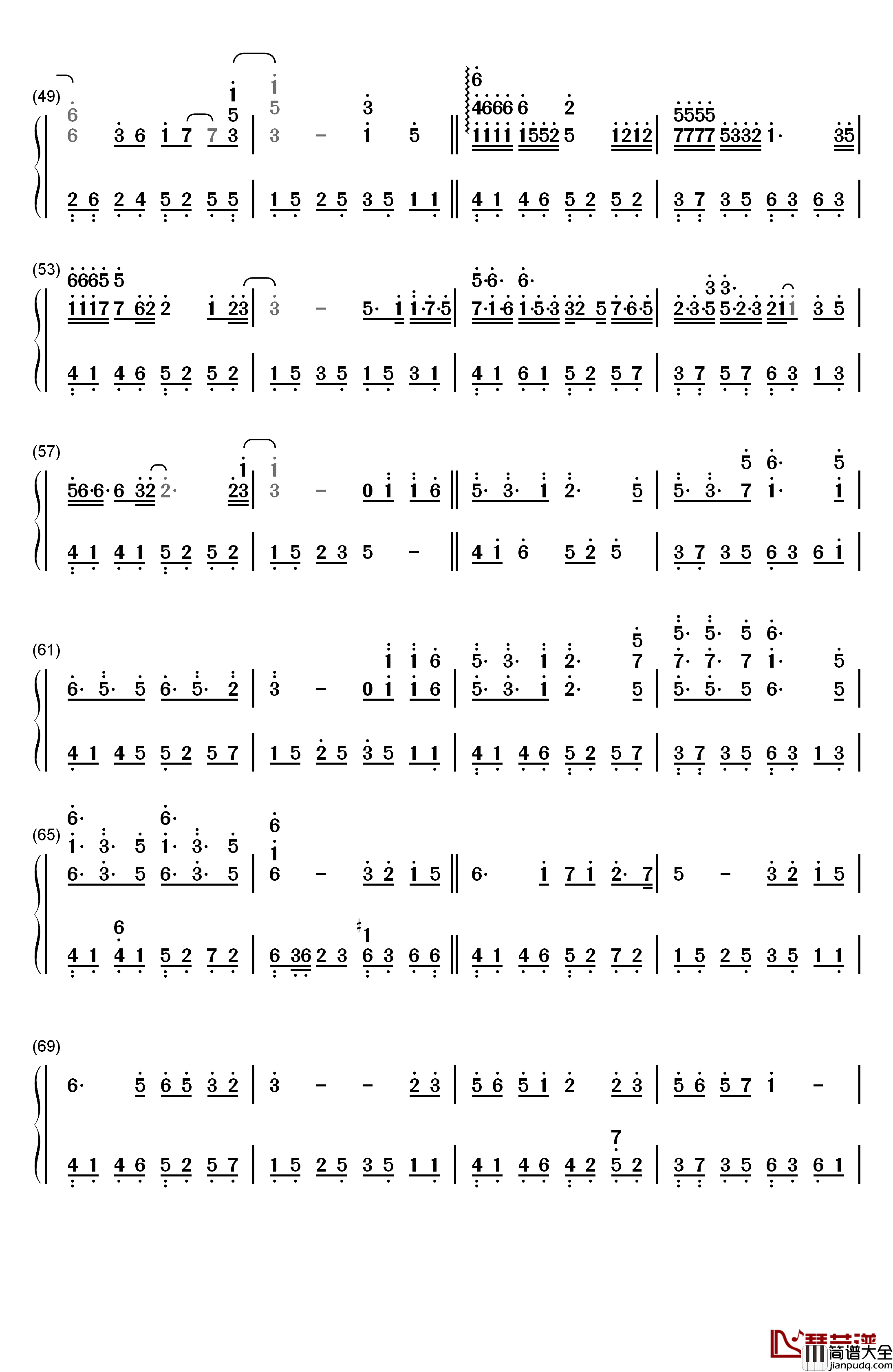 抖音神曲串烧钢琴简谱_数字双手_抖音