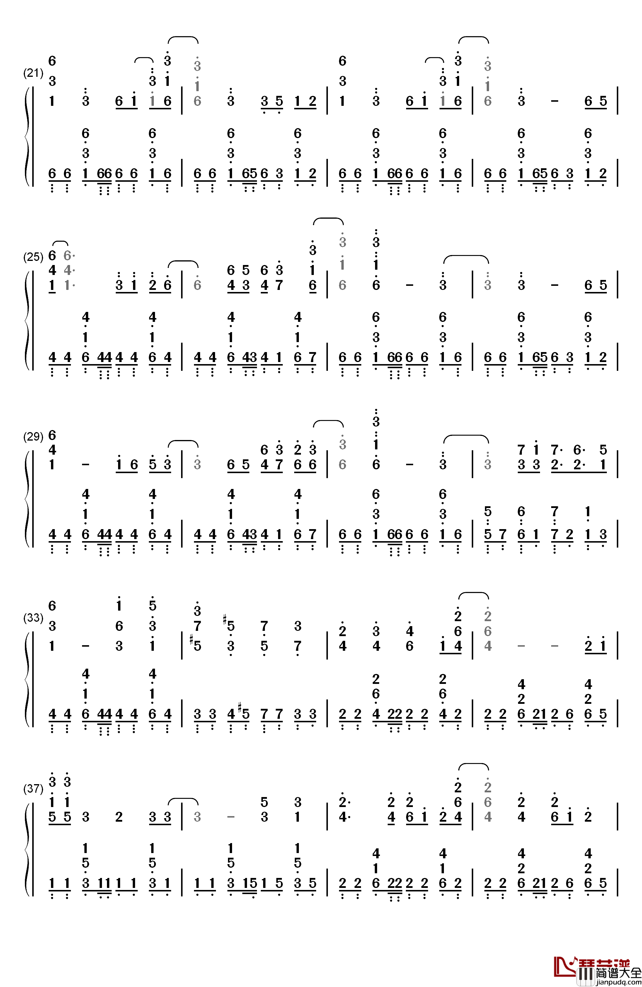 神様お願い钢琴简谱_数字双手_ハナエ（EMI音乐）