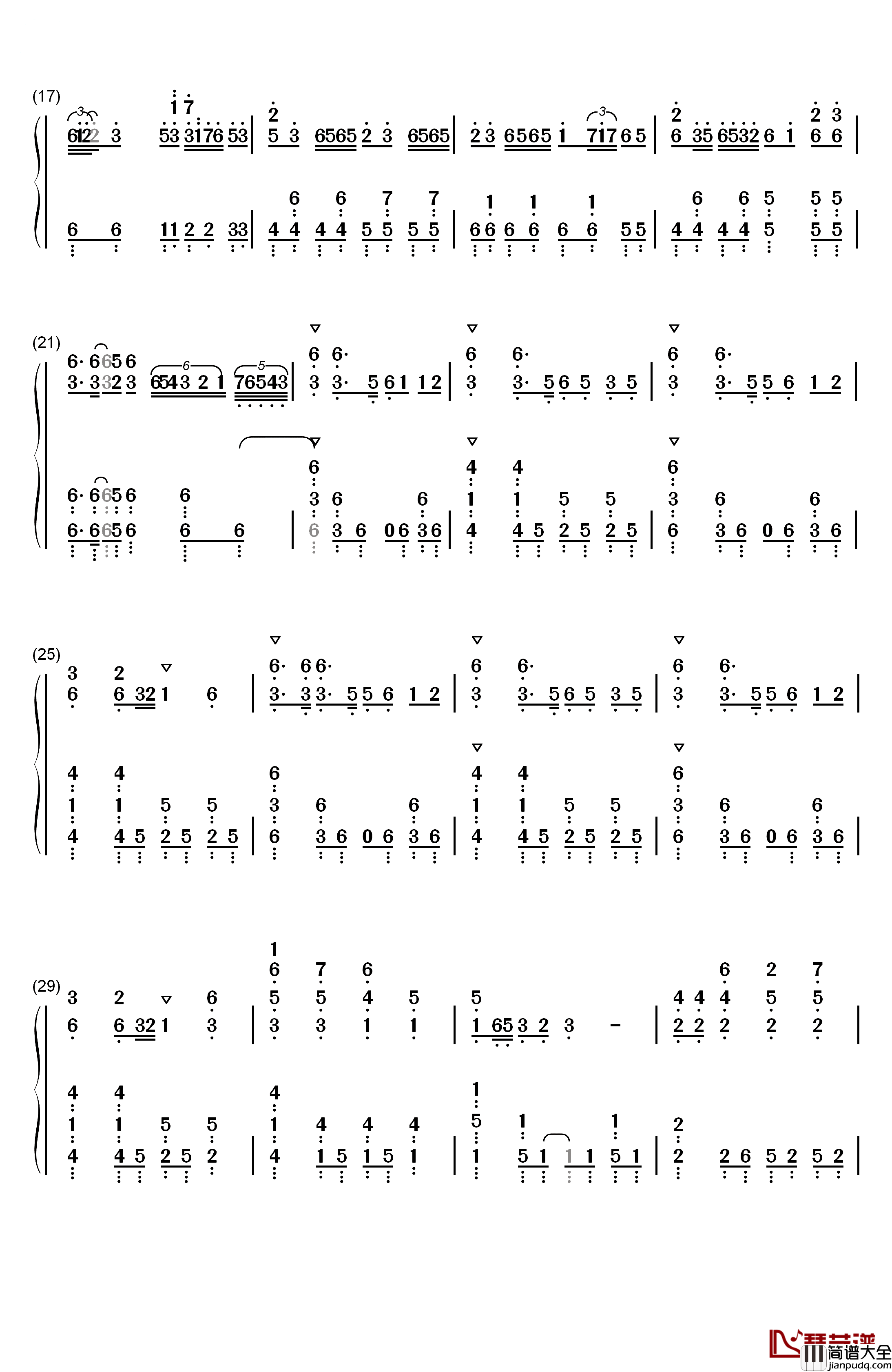 千本樱钢琴简谱_数字双手_初音未来