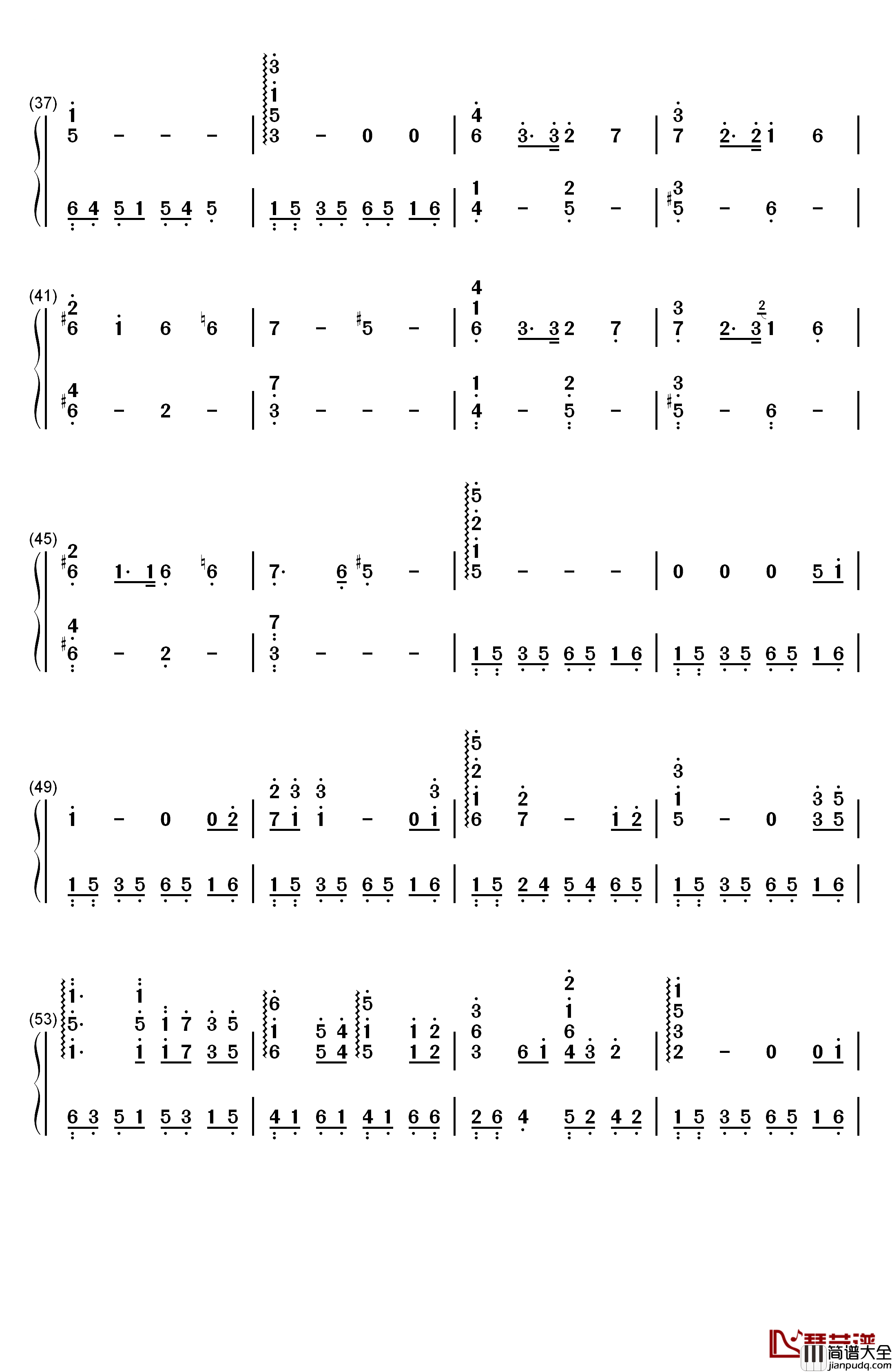 幽灵公主片尾曲钢琴简谱_数字双手_久石让__Joe_Hisaishi_宫崎骏