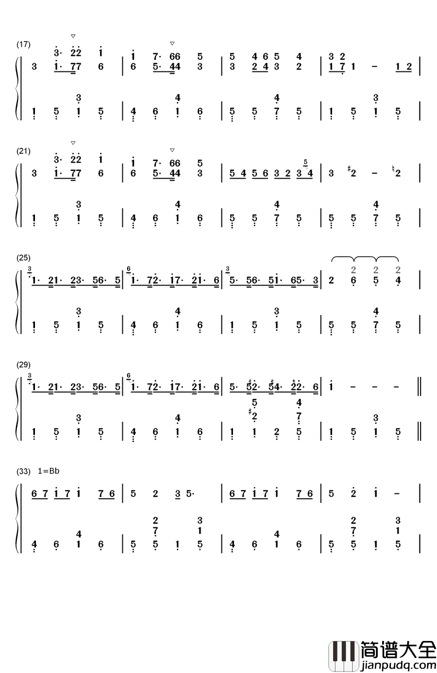 幽默曲钢琴简谱_数字双手_安东•德沃夏克
