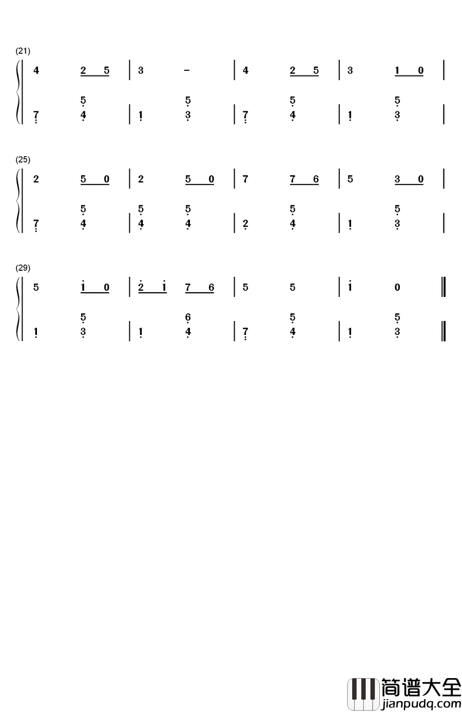 海鸥钢琴简谱_数字双手_宋军
