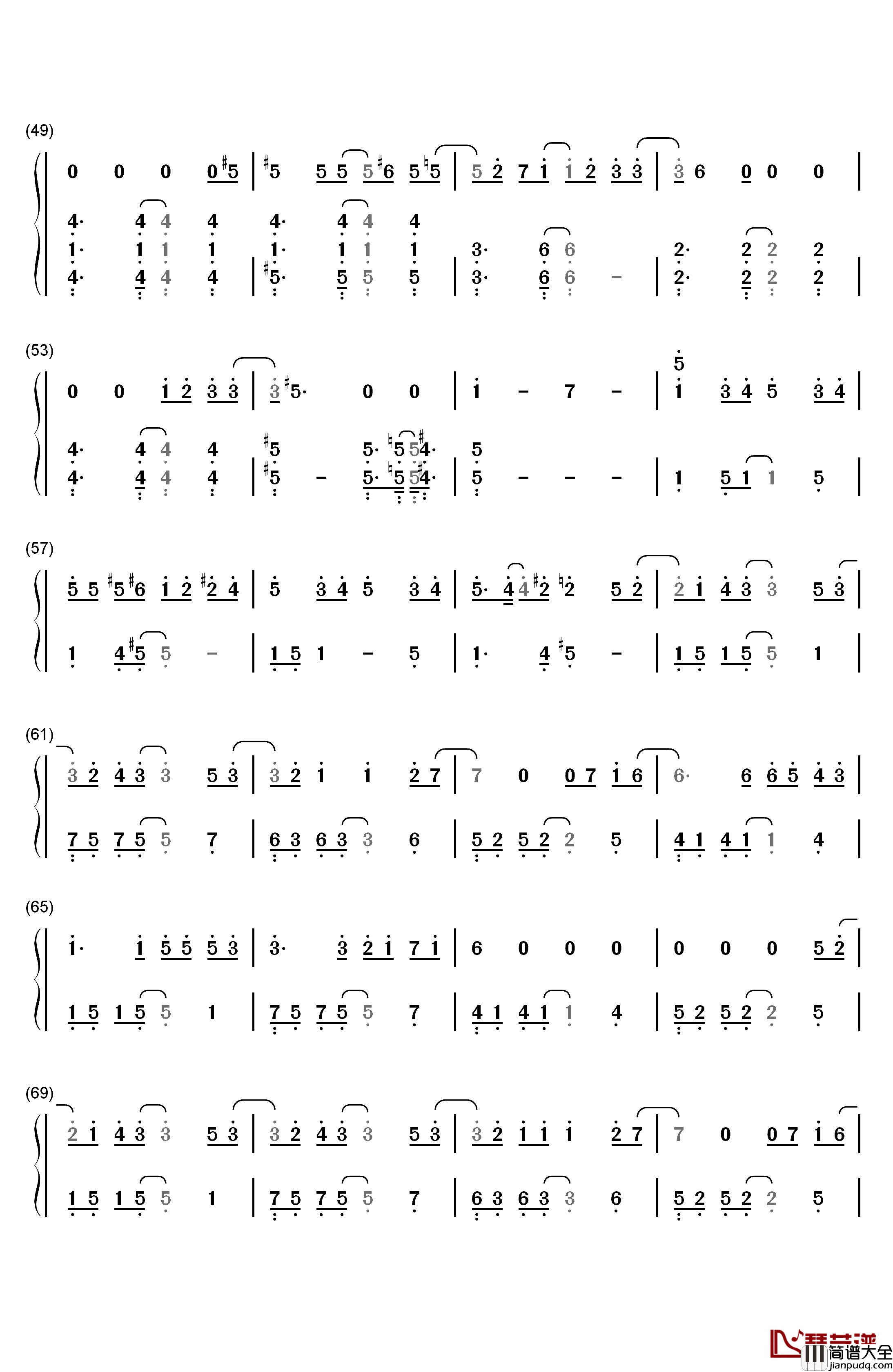Last_Goodbye钢琴简谱_数字双手_乐童音乐家