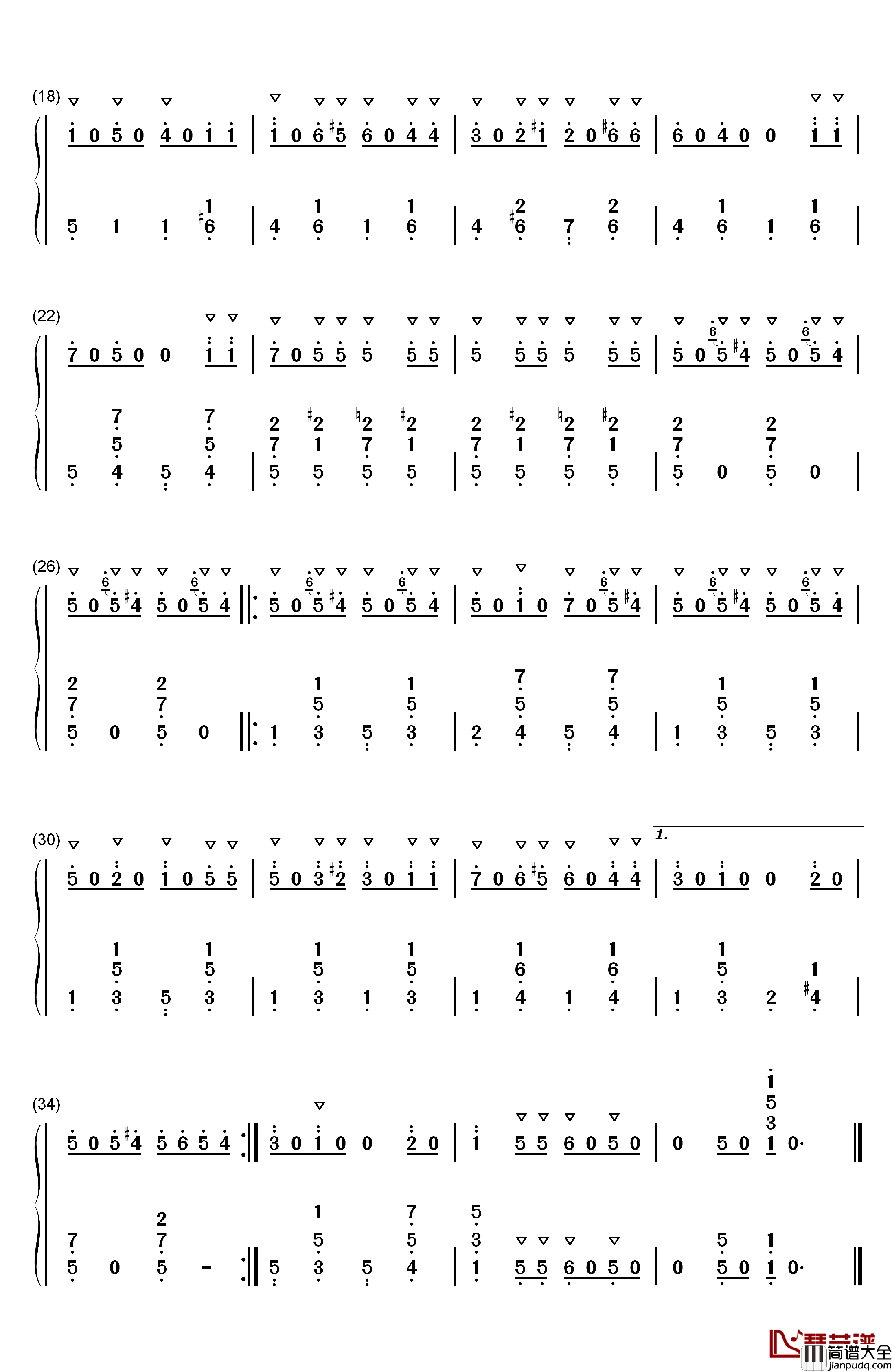 生日快乐歌钢琴简谱_数字双手_帕蒂·史密斯·希尔_米尔德里德·J.希尔