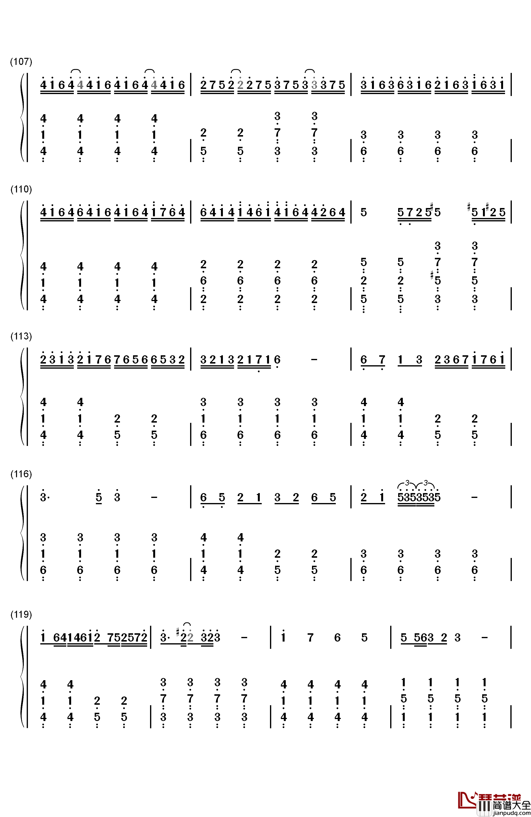 千本樱简单版钢琴简谱_数字双手_初音未来