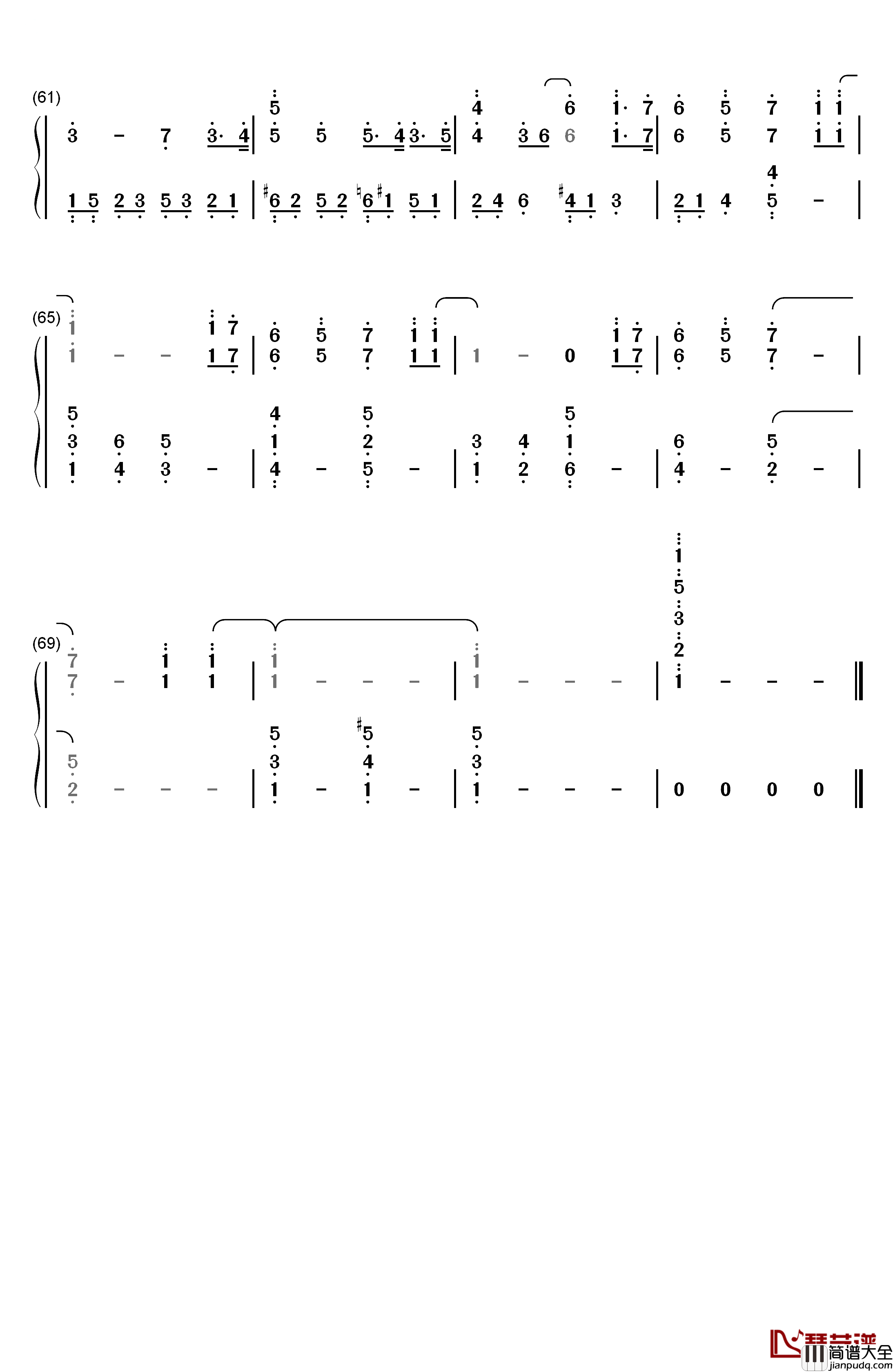 妈妈宝贝钢琴简谱_数字双手_李冰冰