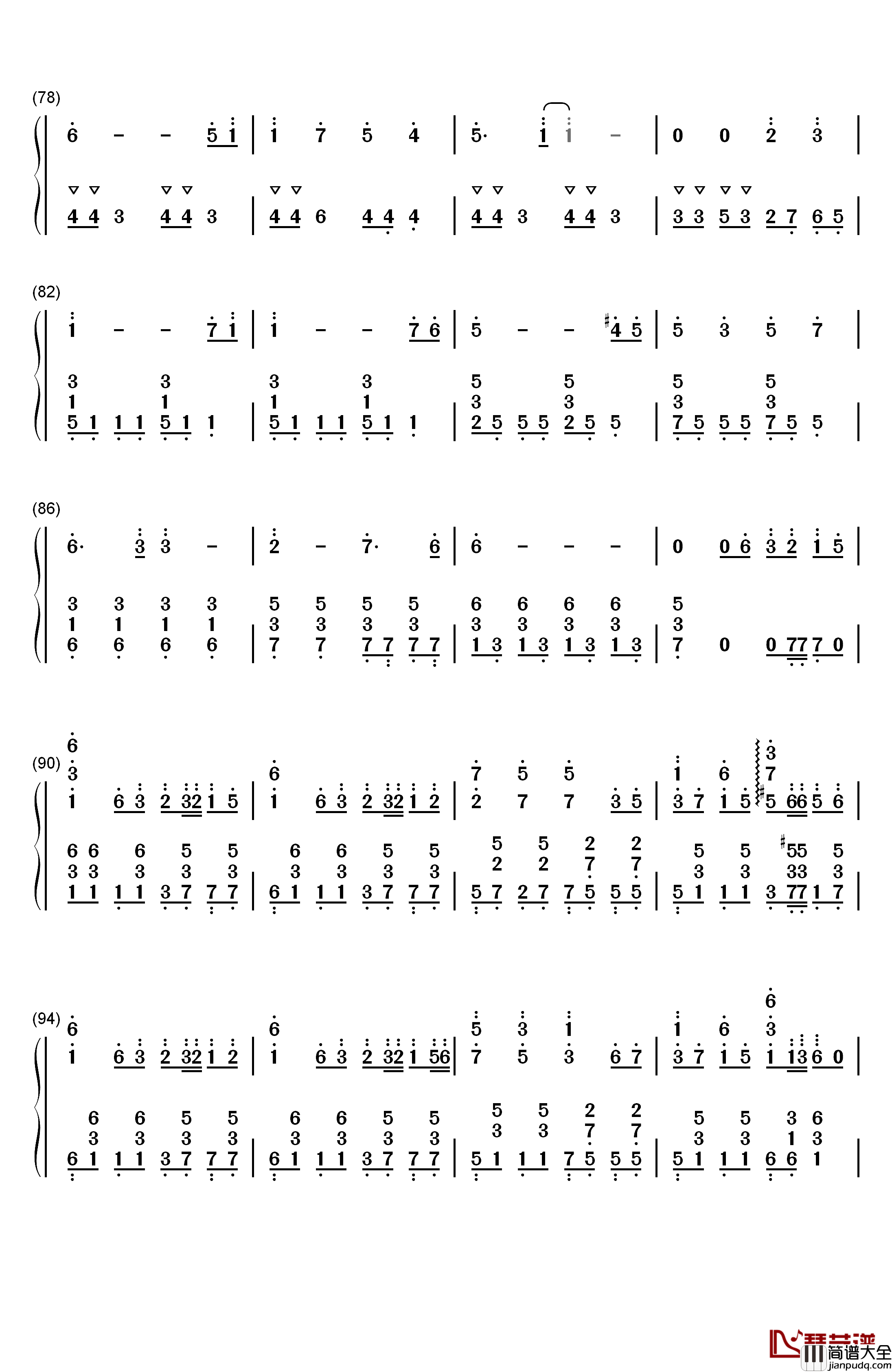 忍者棒棒钢琴简谱_数字双手_竹村桐子