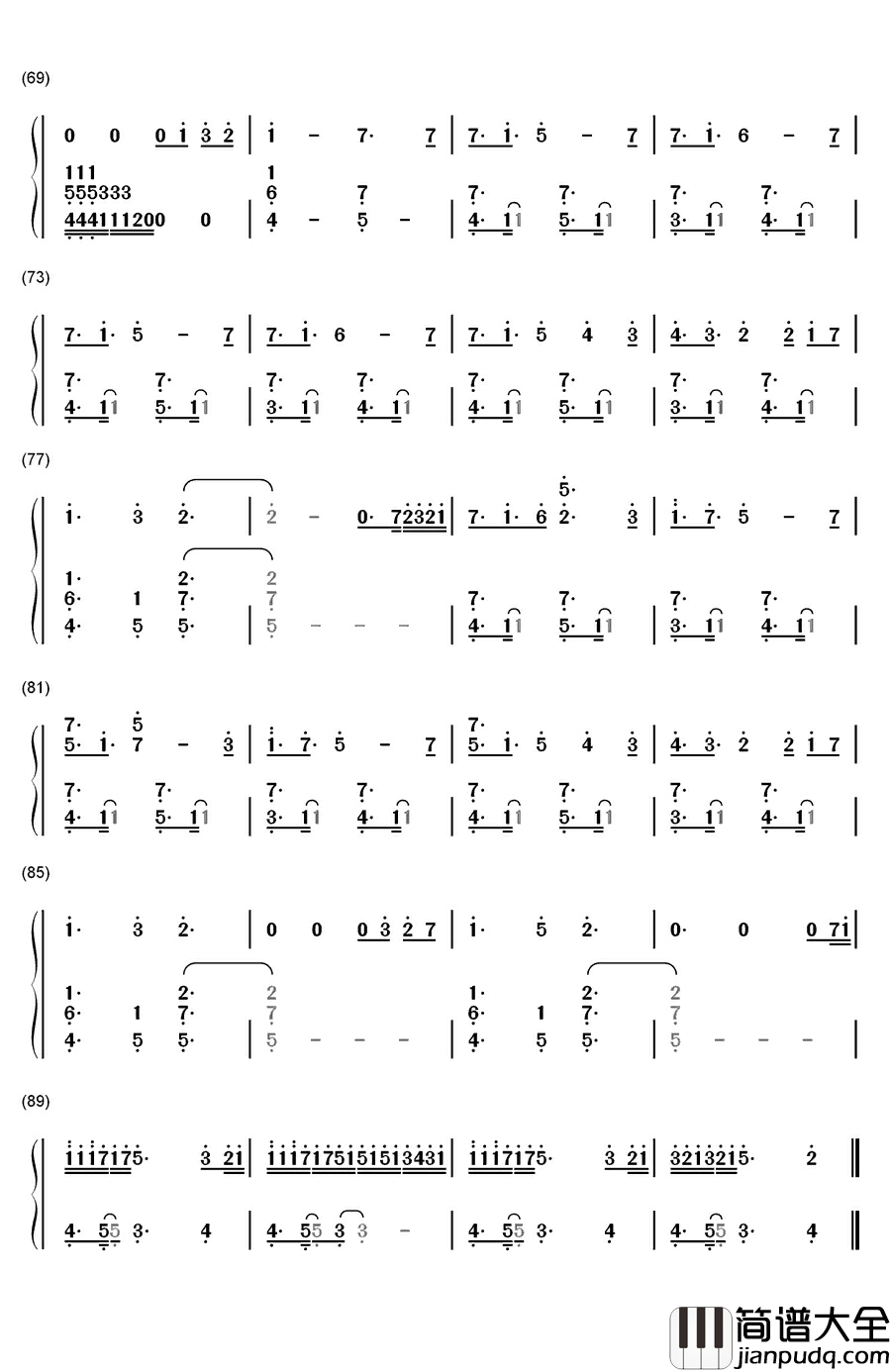 A_Thousand_Miles钢琴简谱_数字双手_Vanessa_Carlton