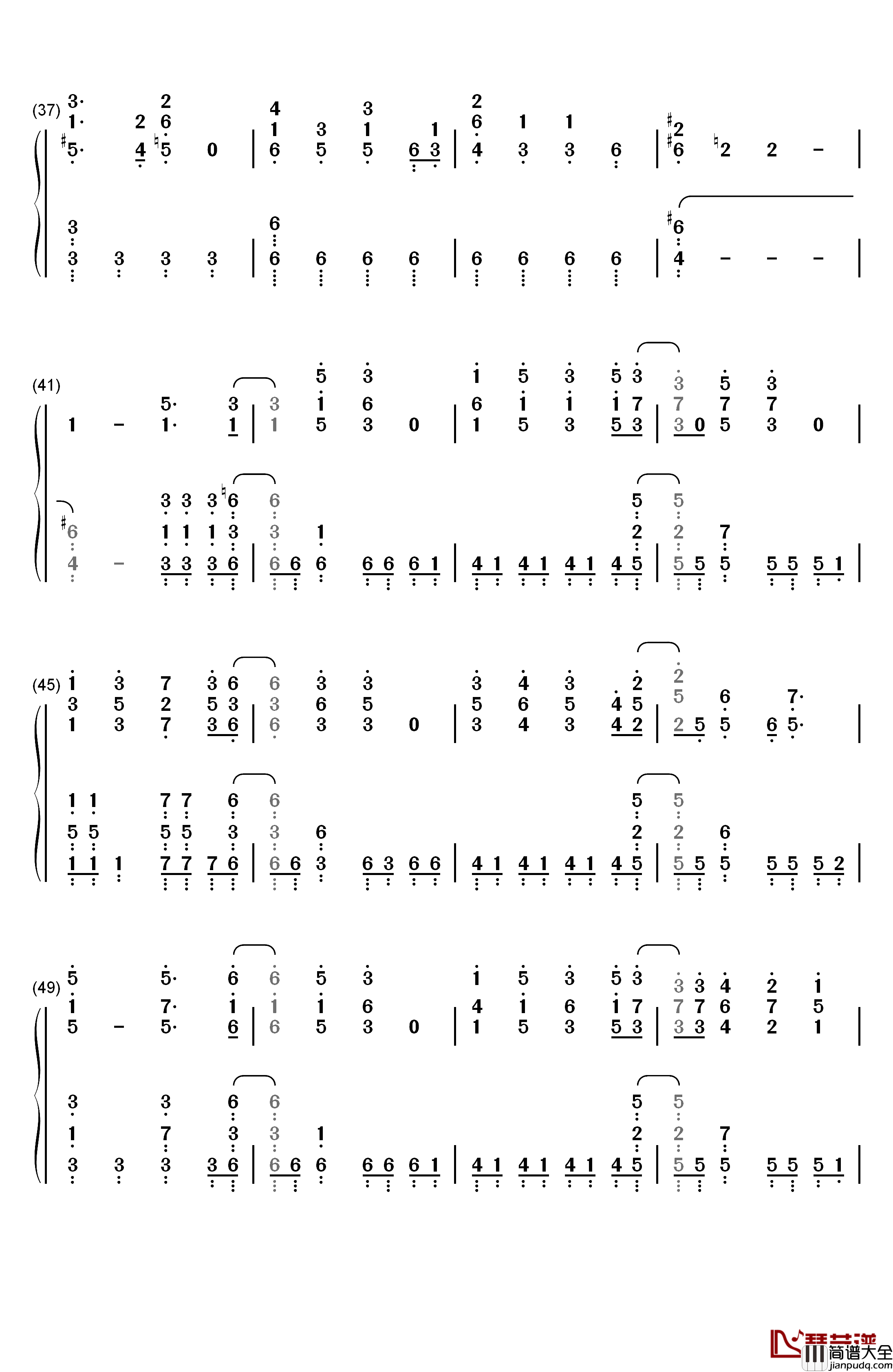 Black_Rover钢琴简谱_数字双手_Bickeblanka