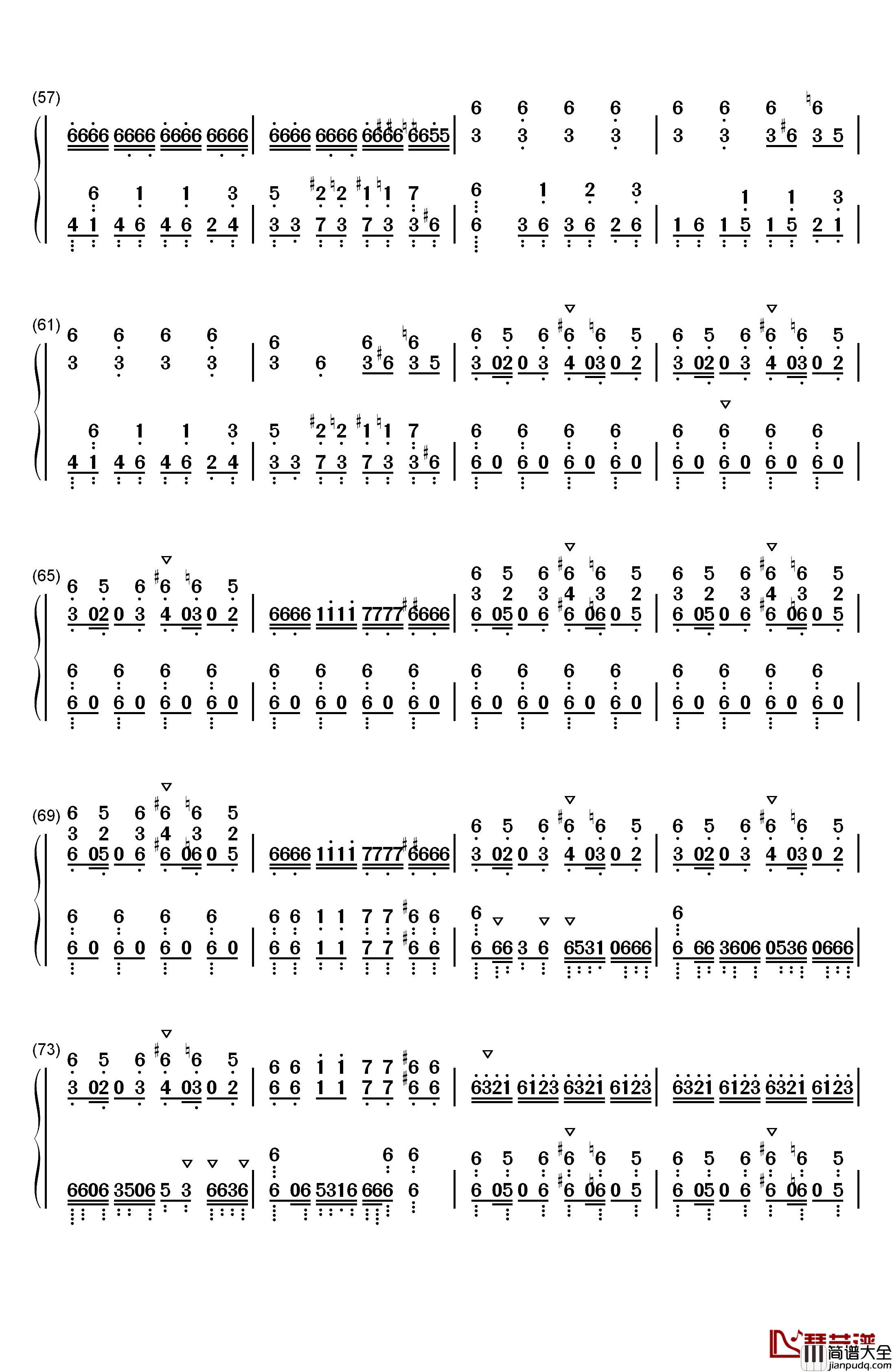 ワンルームシュガーライフ钢琴简谱_数字双手_ナナヲアカリ