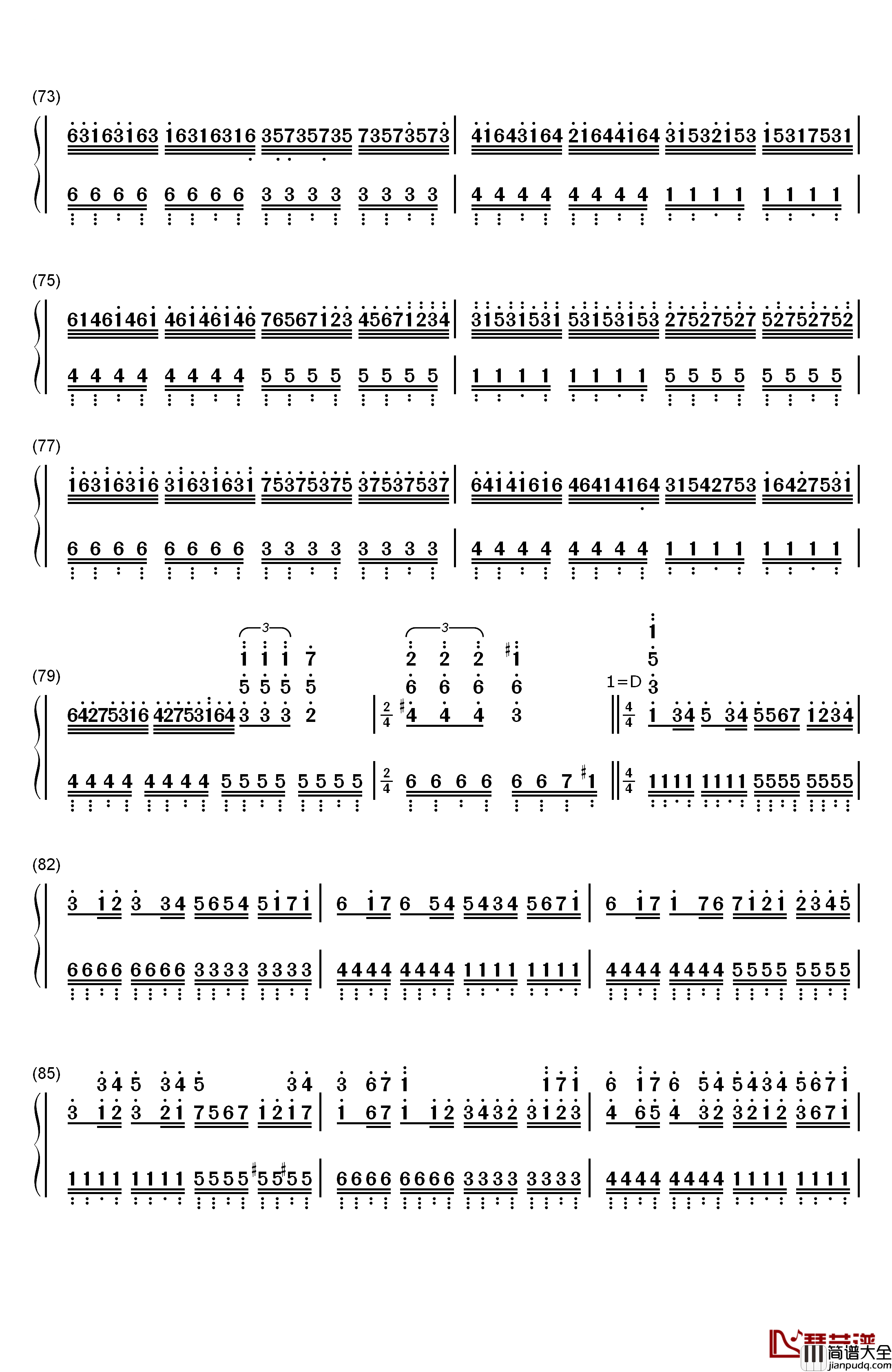 卡农疯狂版钢琴简谱_数字双手_未知