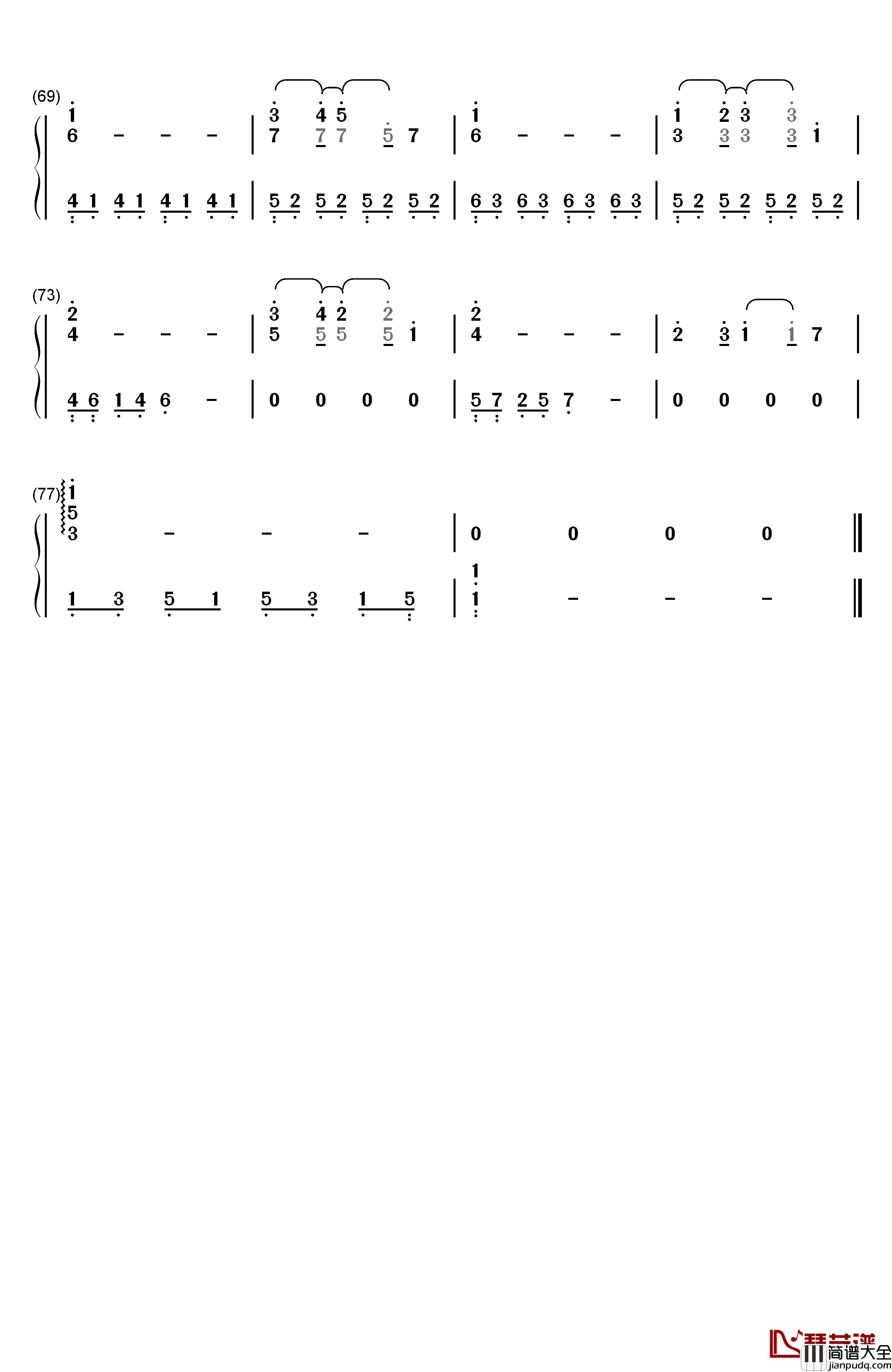 BIRD钢琴简谱_数字双手_松下优也