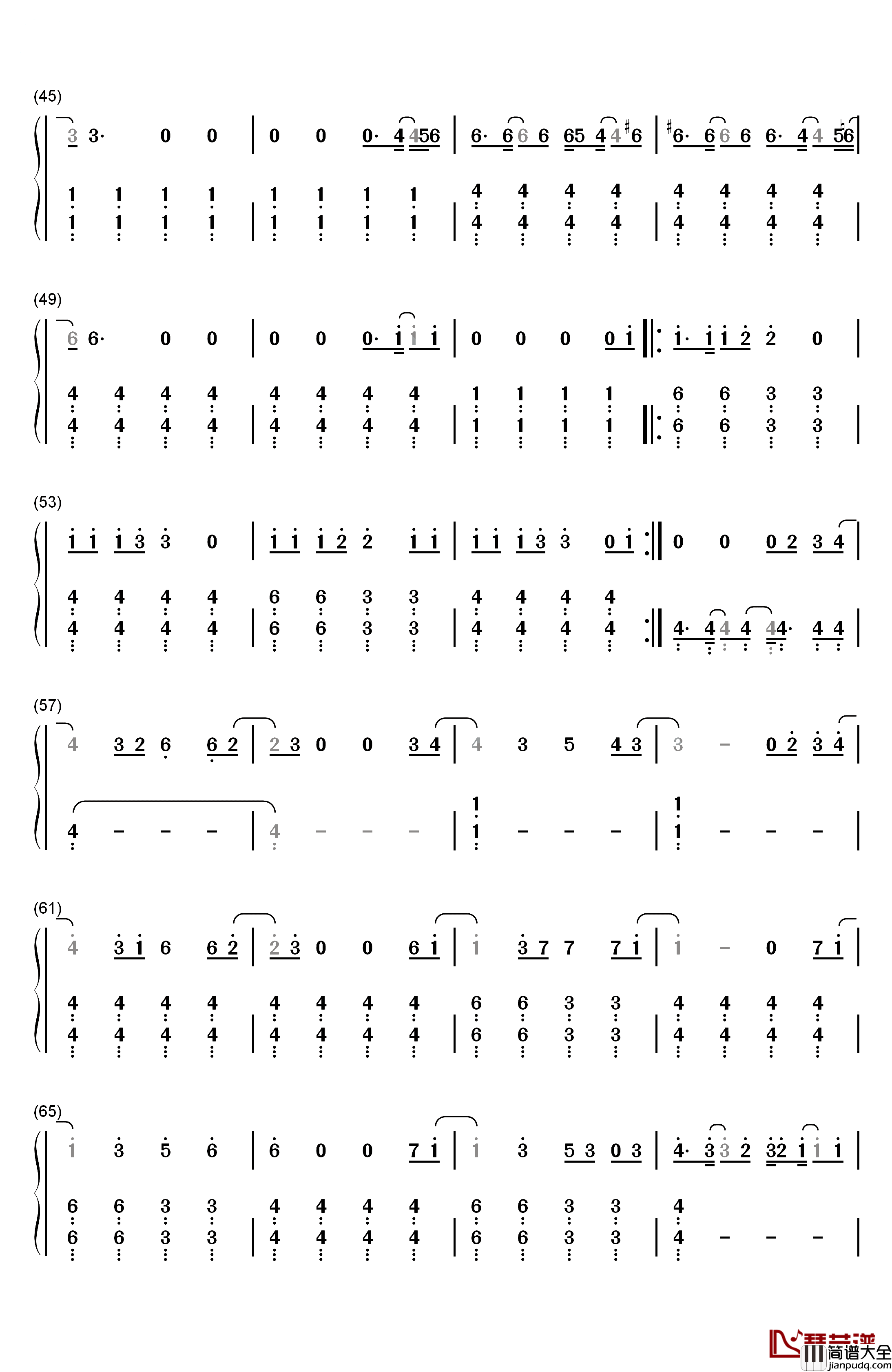 Finally_Free钢琴简谱_数字双手_Niall_Horan