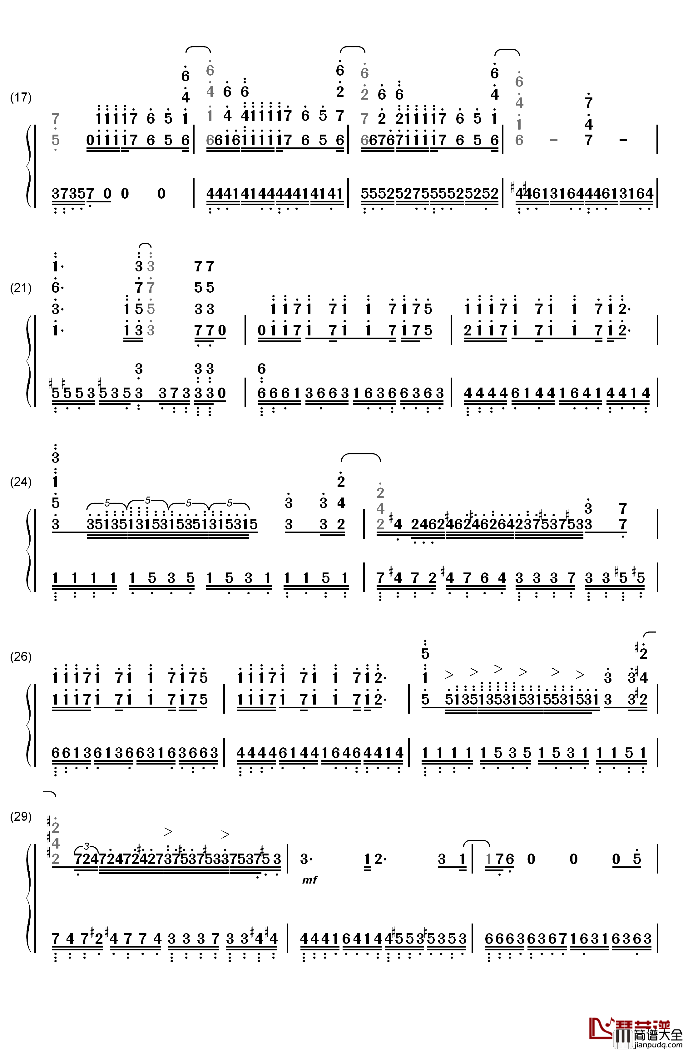 Fallen钢琴简谱_数字双手_EGOIST